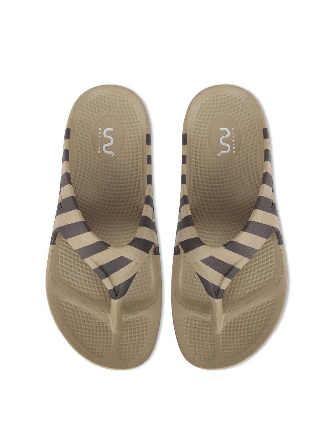 

Doubleu Men Beige Striped Thong Flip-Flops
