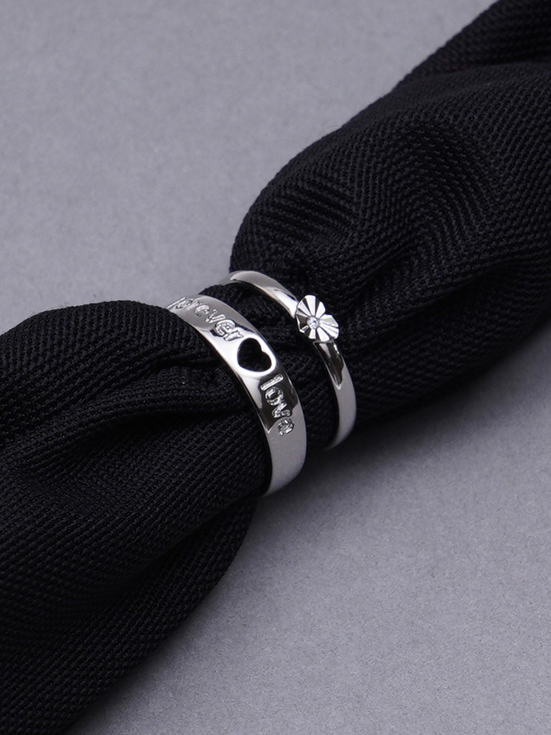 

KARATCART Silver-Plated Couple Adjustable Ring