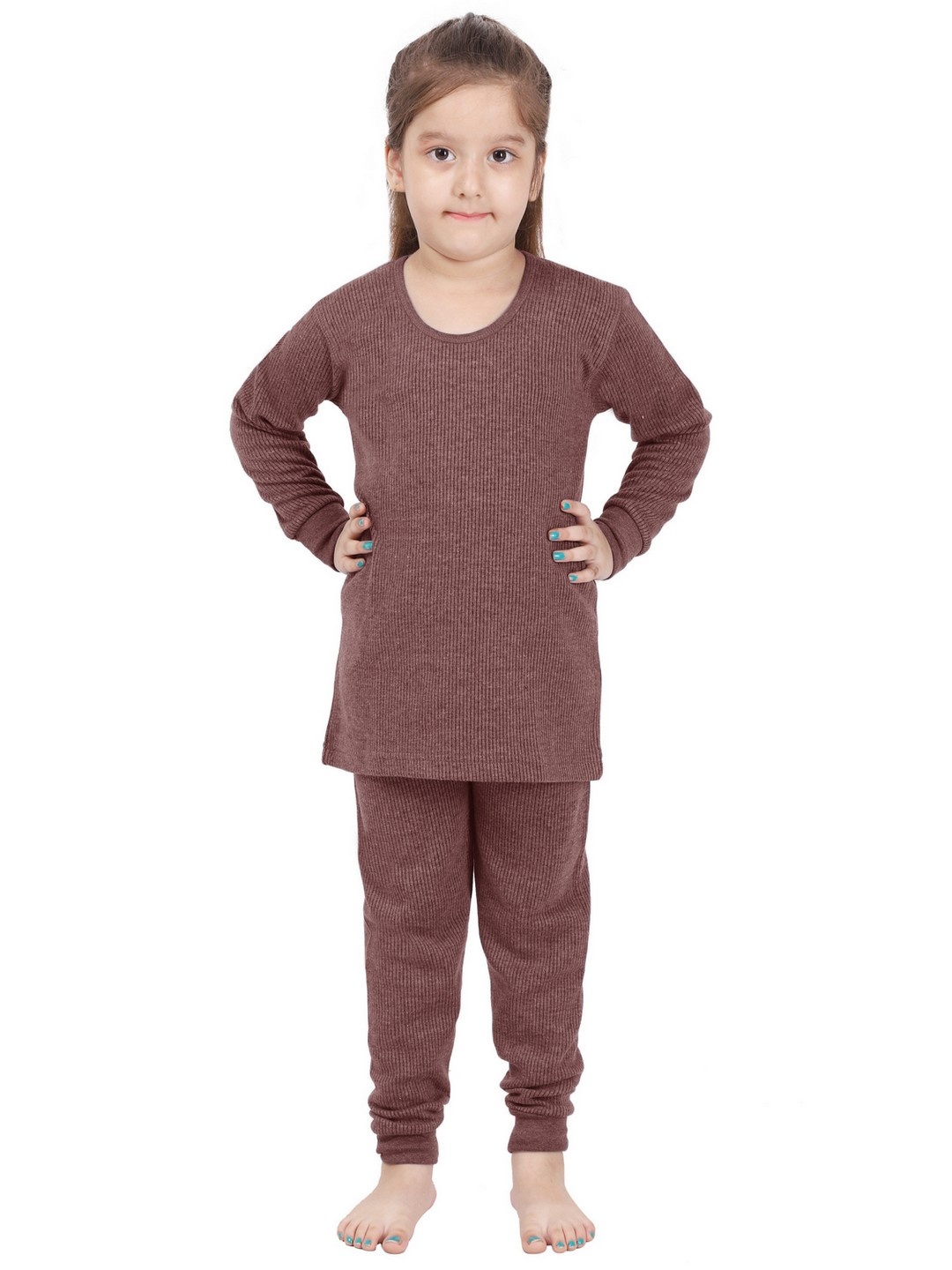 

POPLINS Kids Brown Solid Woolen Thermal Set