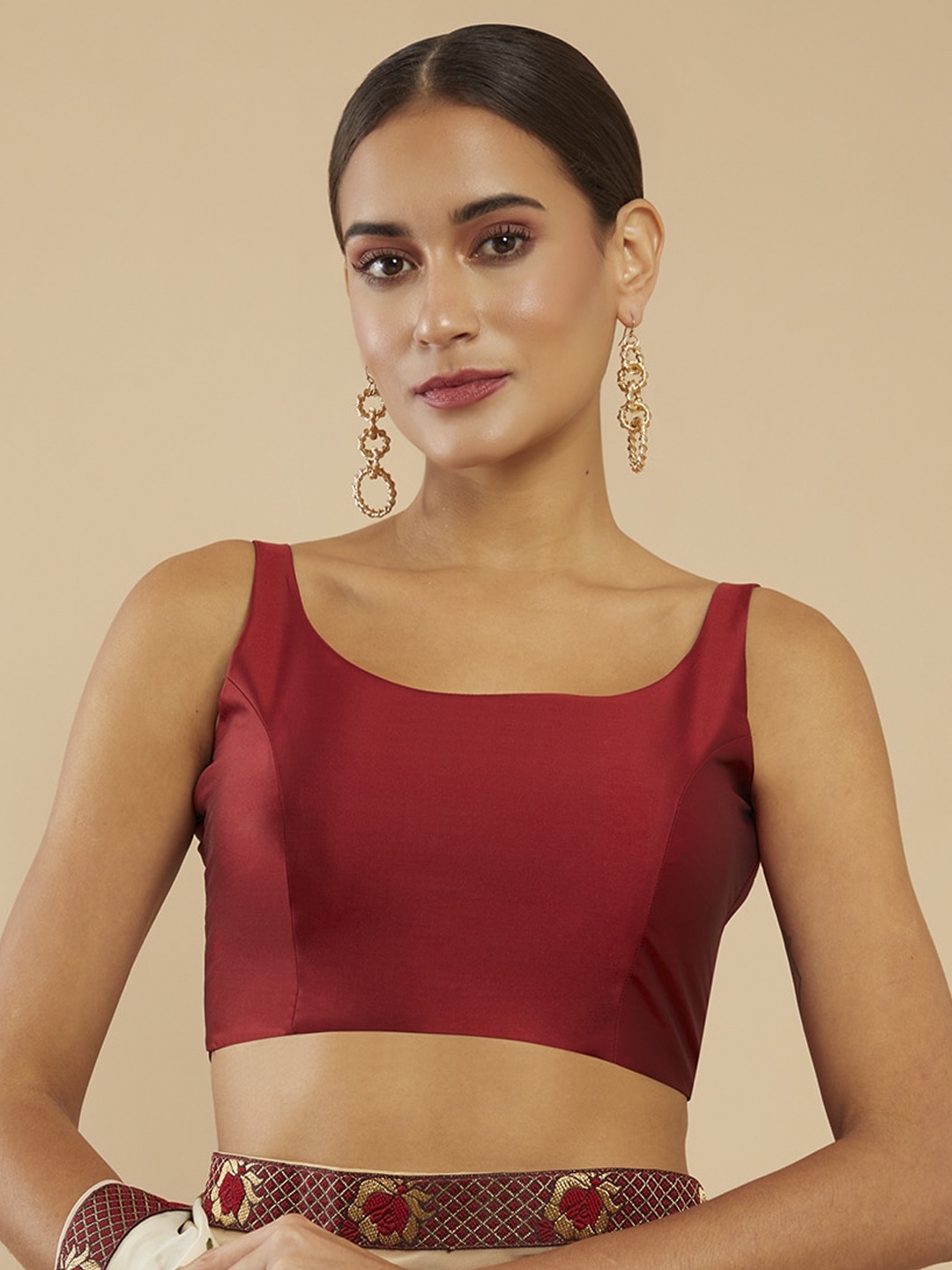 

Soch Women Maroon Solid Readymade Saree Blouse
