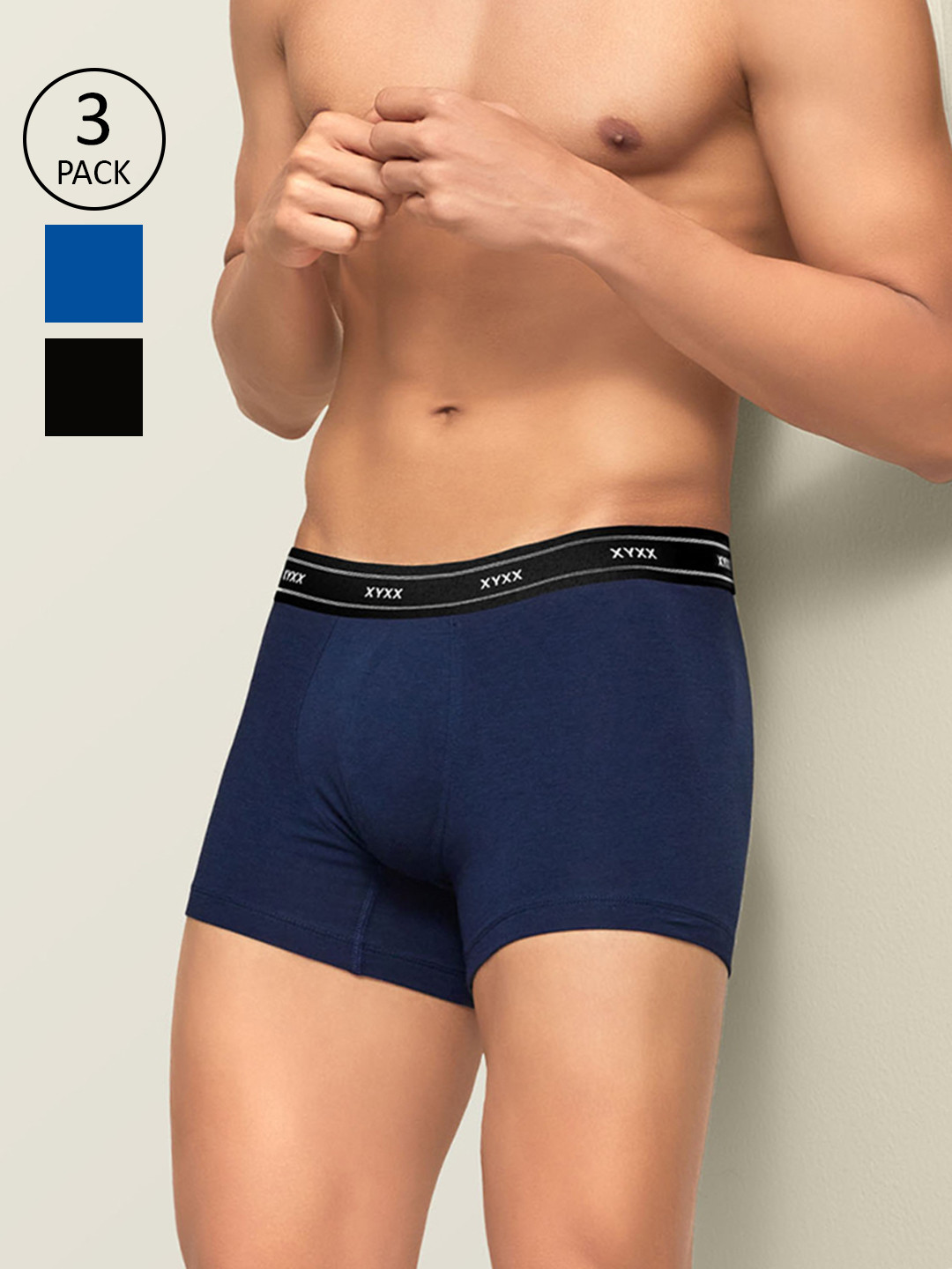 

XYXX Pack of 3 Men IntelliFresh Antibacterial Bamboo Cotton Apollo Trunk, Multi