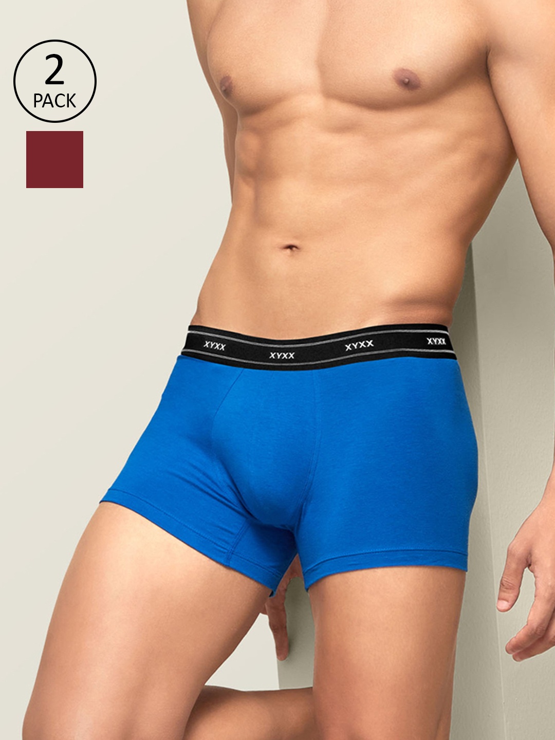 

XYXX Men Pack Of 2 IntelliFresh Antibacterial Apollo Trunks XYTRNK2PCKN314, Blue
