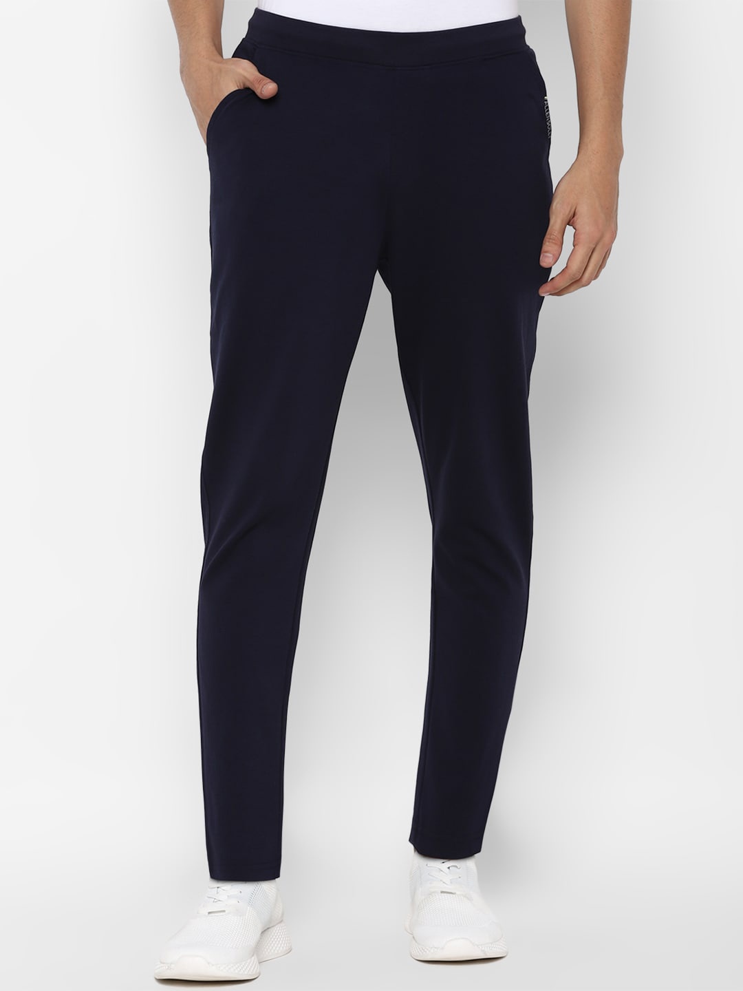 

Allen Solly Men Navy Blue Solid Pure Cotton Track Pants