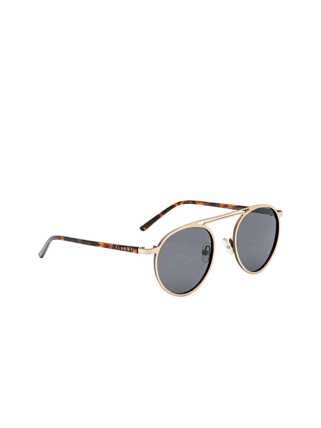 

FEMINA FLAUNT Women Grey Lens & Gold-Toned Polarised Oval Sunglasses