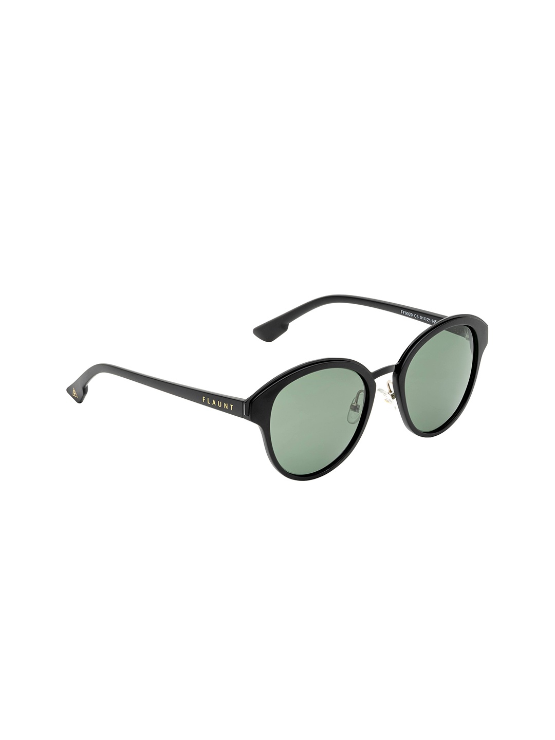 

FEMINA FLAUNT Women Black & Green UV Protected Round Sunglasses FF 9020