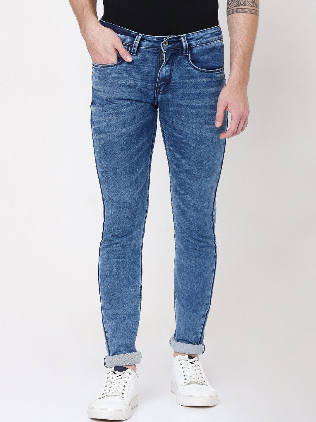 

Rex Straut Jeans Men Blue Slim Fit Heavy Fade Stretchable Cotton Jeans