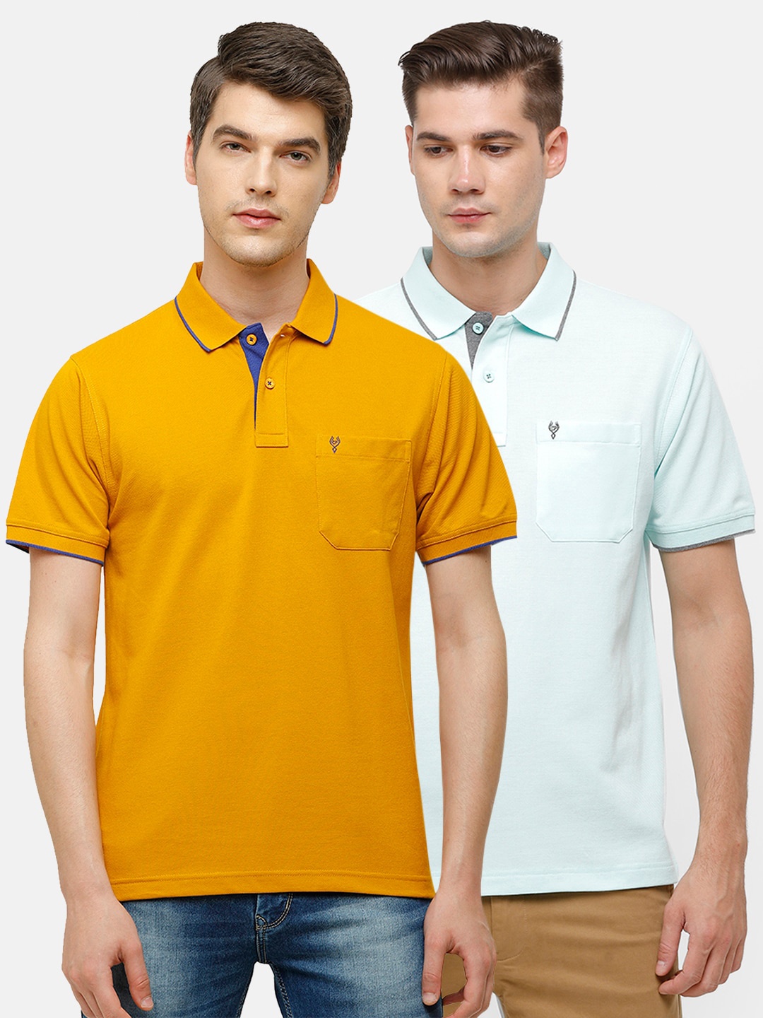 

Classic Polo Men Yellow & Green Pack of 2 Polo Collar Cotton T-shirt