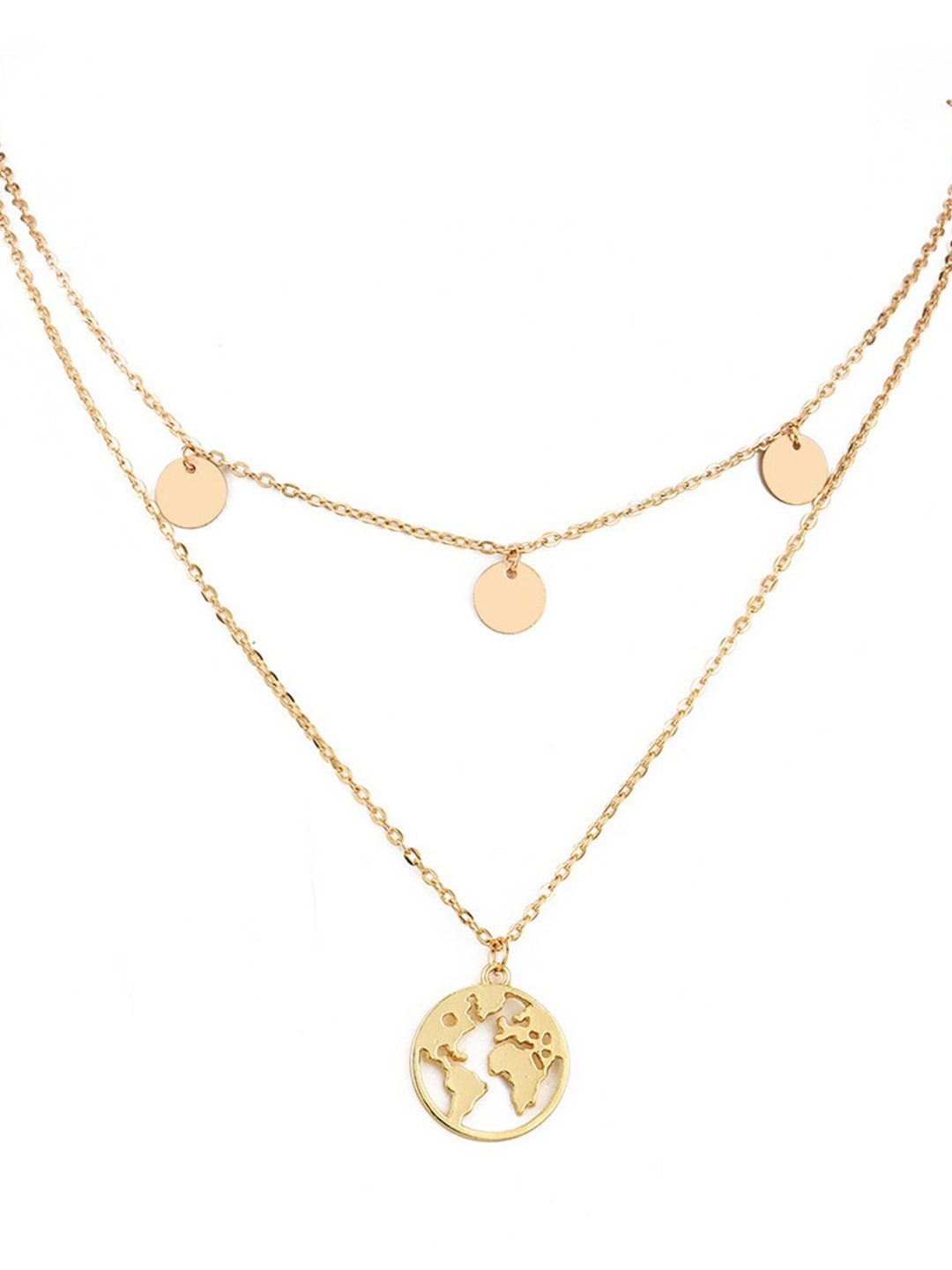 

Vembley Gold-Plated Layered Earth World Pendant Necklace