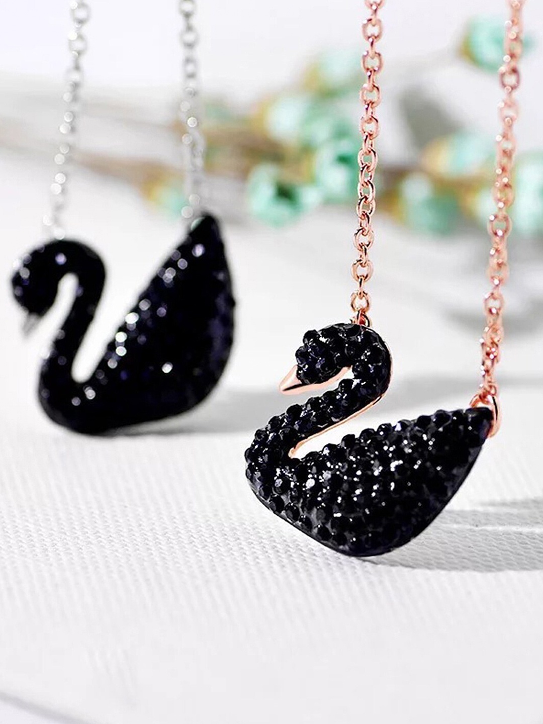 

Vembley Gold-Plated & Black Enamelled Swan Necklace