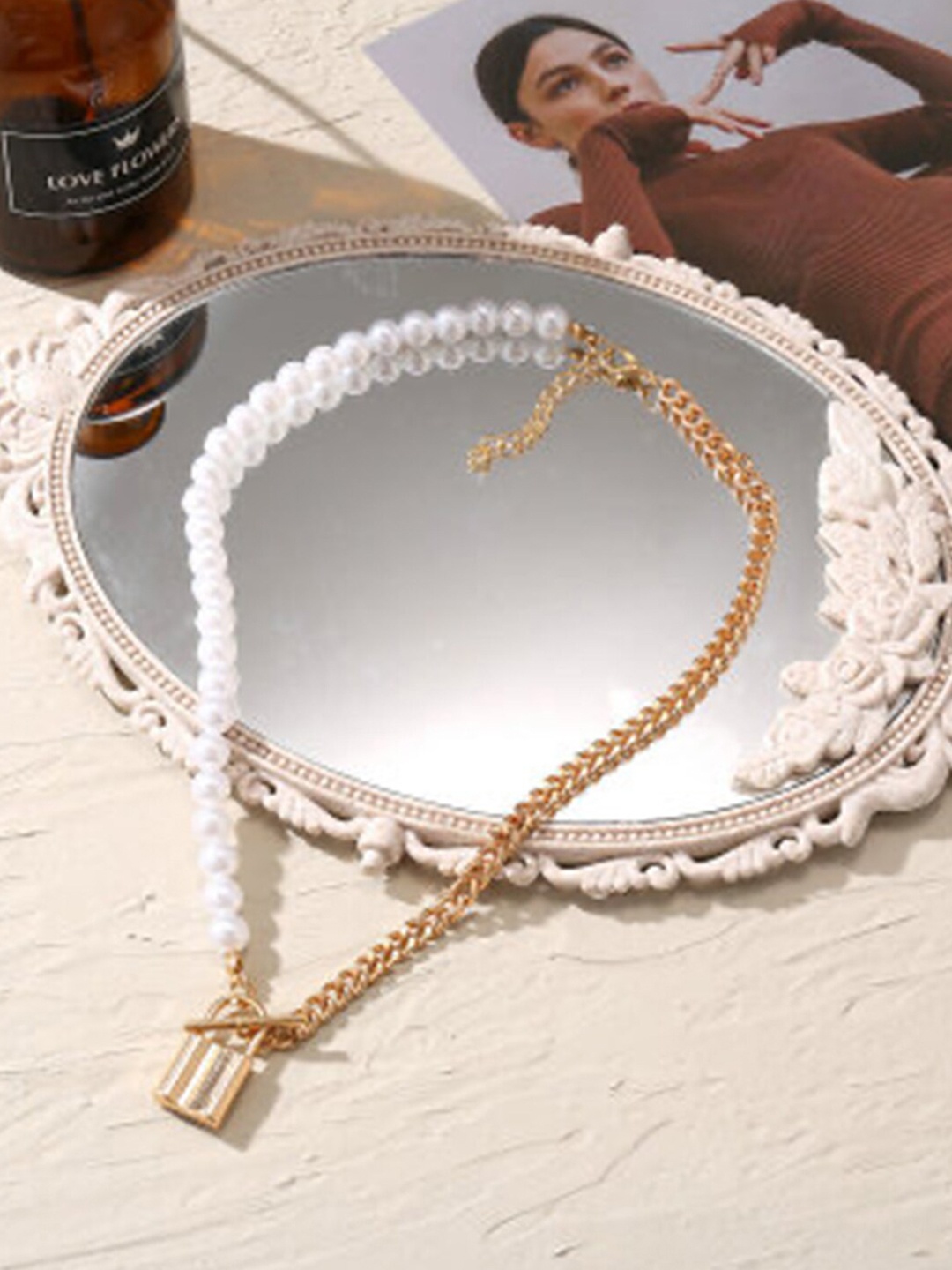

Vembley Gold-Plated & White Enamelled Necklace