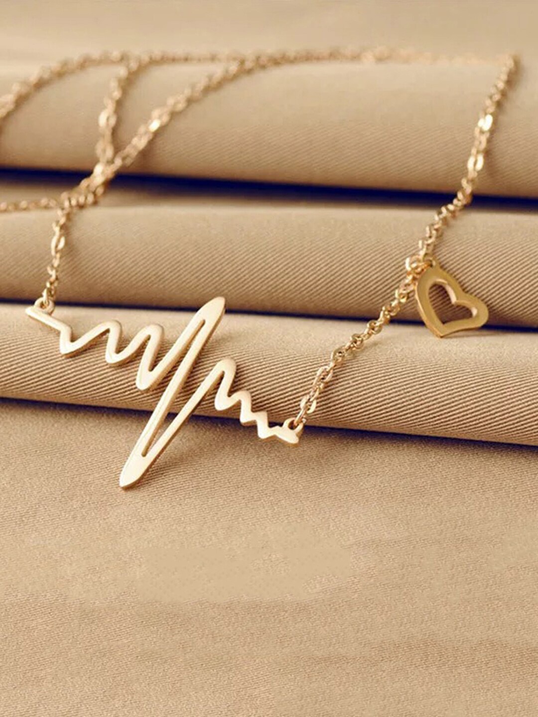 

Vembley Gold-Plated Enamelled Heartbeat Pendant Necklace