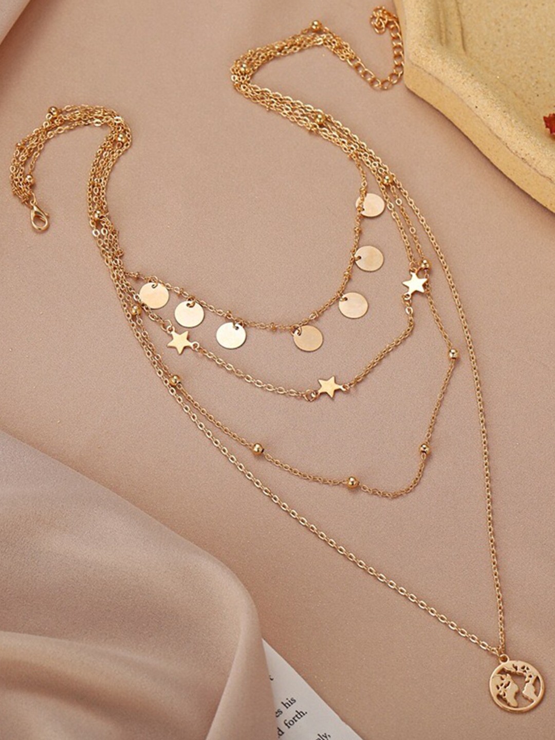 

Vembley Women Gold-Plated Layered Star & World Necklace