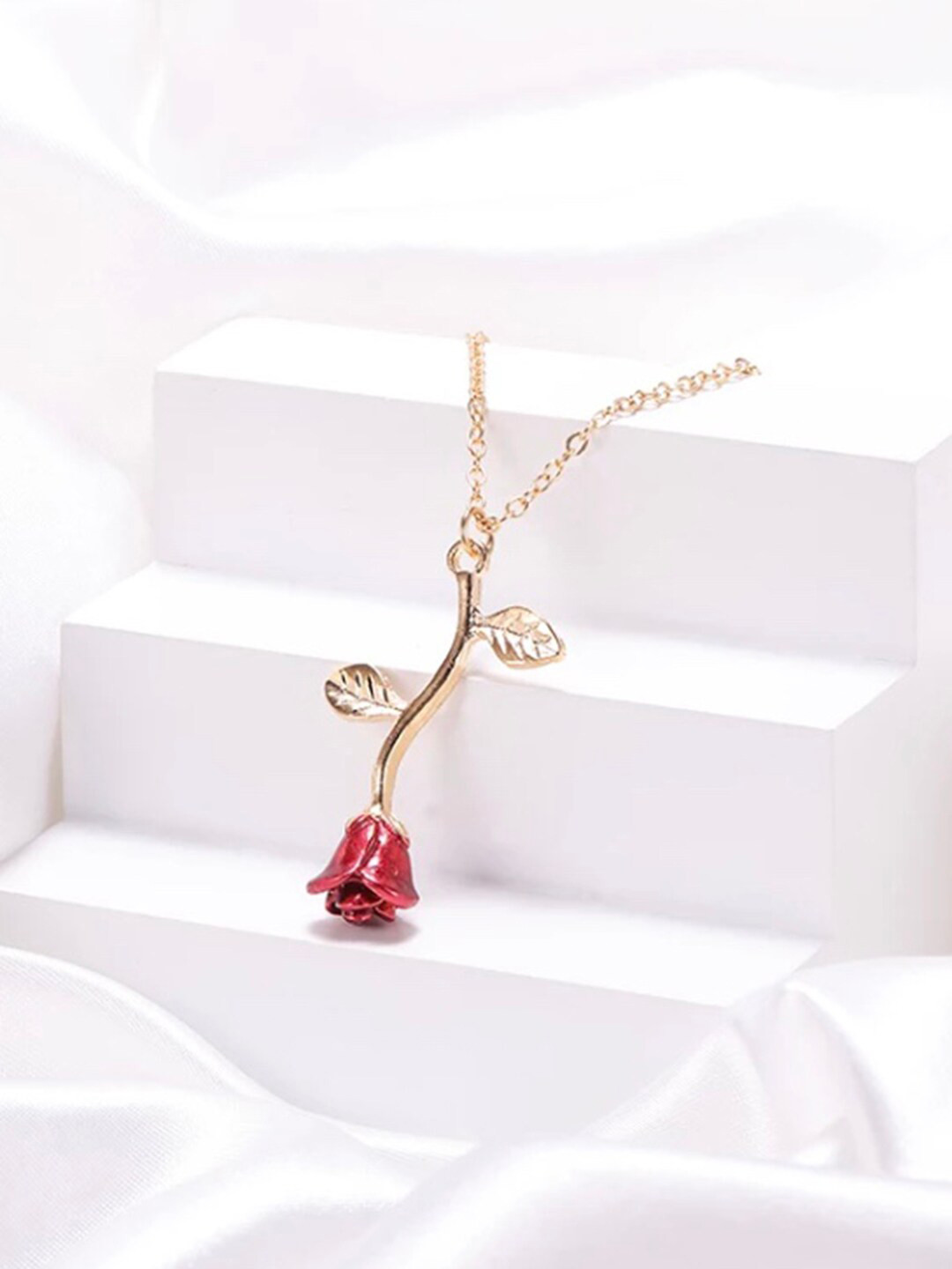 

Vembley Gold-Plated Enamelled Rose Pendant Necklace