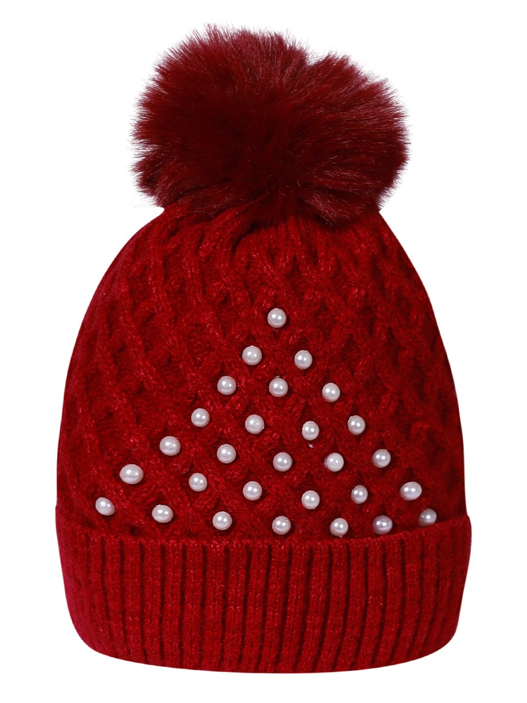 

LOOM LEGACY Women Red & White Beanie