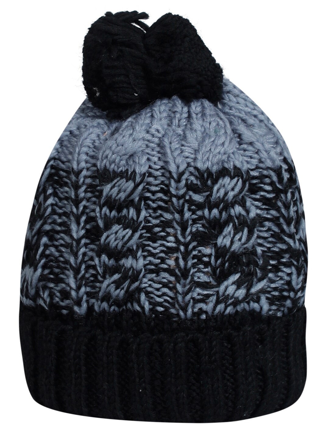 

LOOM LEGACY Women Black & Grey Acrylic Woolen Beanie