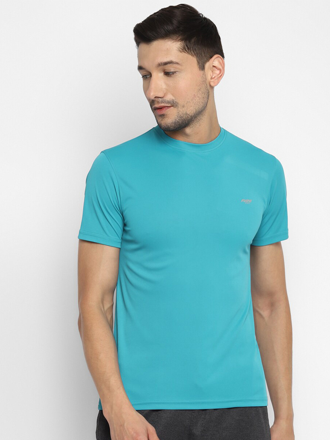 

FURO by Red Chief Men Turquoise Blue Cotton T-shirt