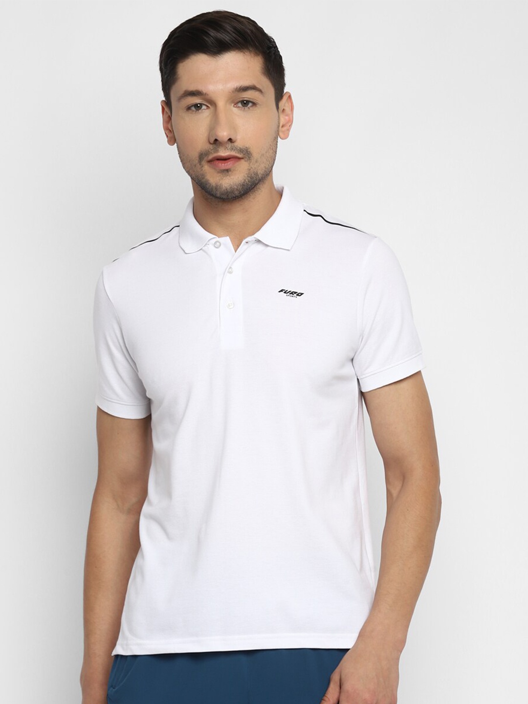 

FURO by Red Chief Men White Polo Collar T-shirt