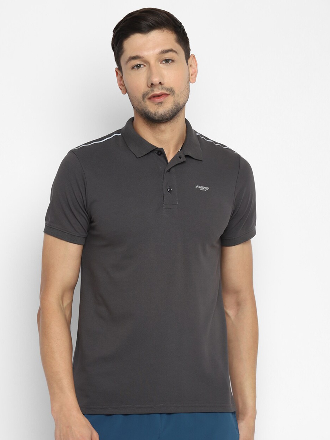 

FURO by Red Chief Men Grey Polo Collar T-shirt