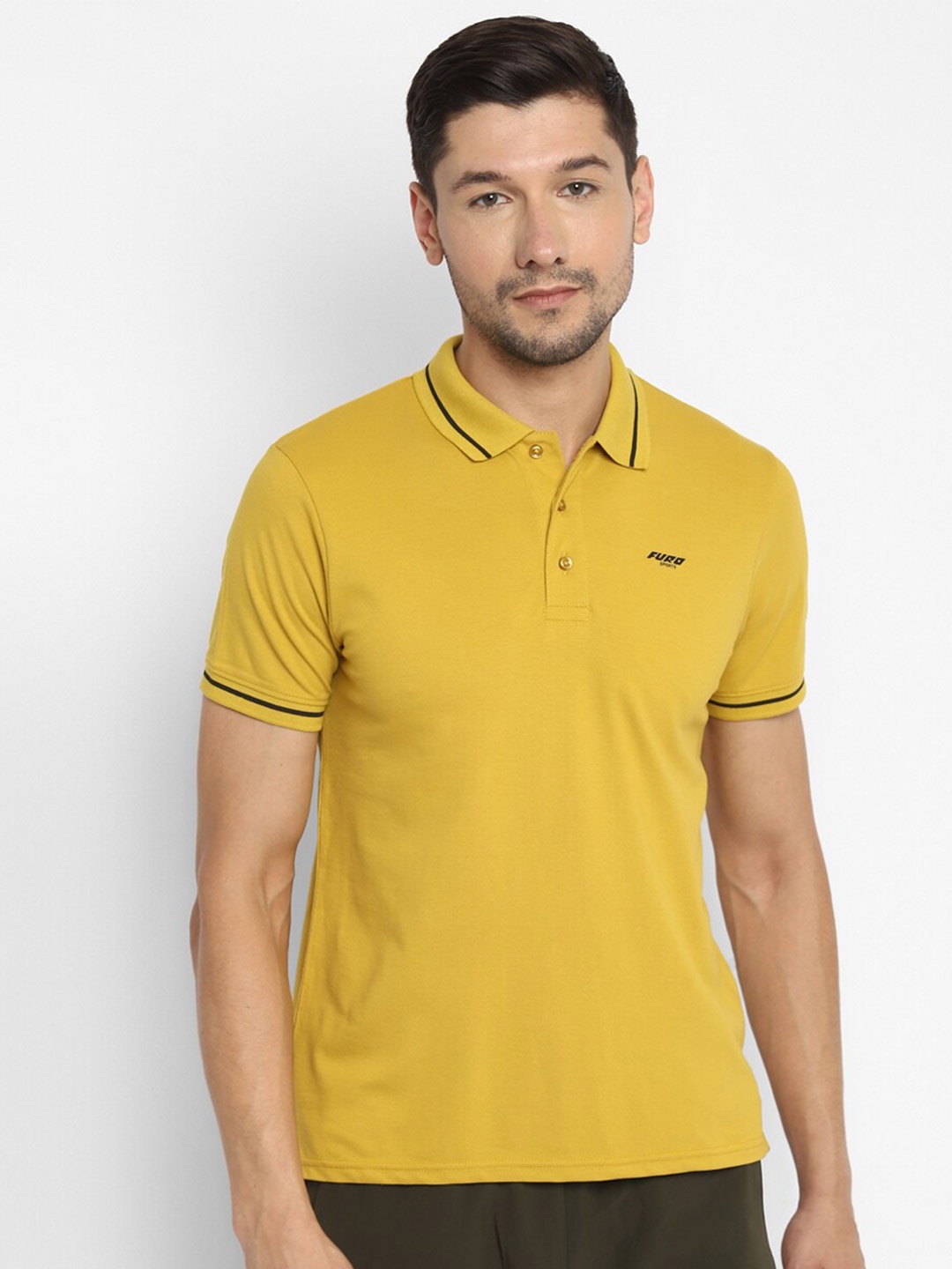 

FURO by Red Chief Men Mustard Yellow Polo Collar Pockets T-shirt