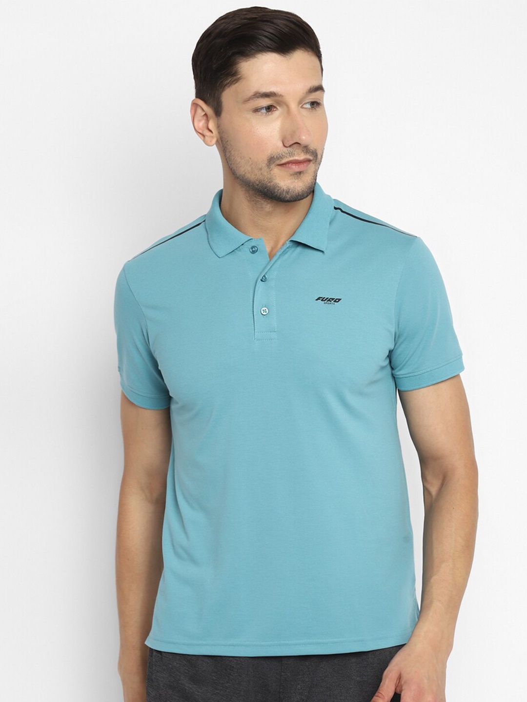 

FURO by Red Chief Men Teal Polo Collar T-shirt
