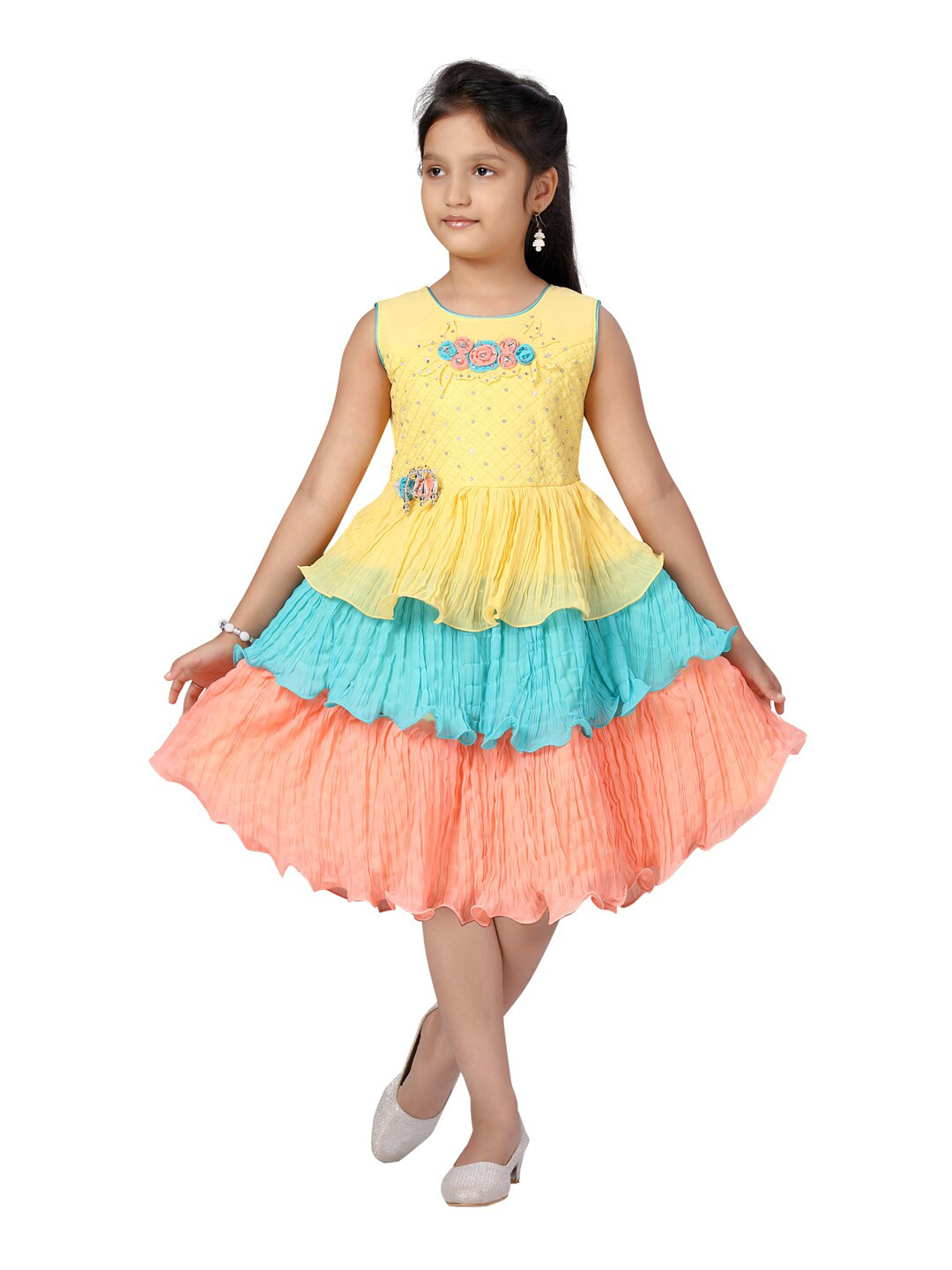 

Aarika Yellow & Turquoise Blue Colourblocked Dress