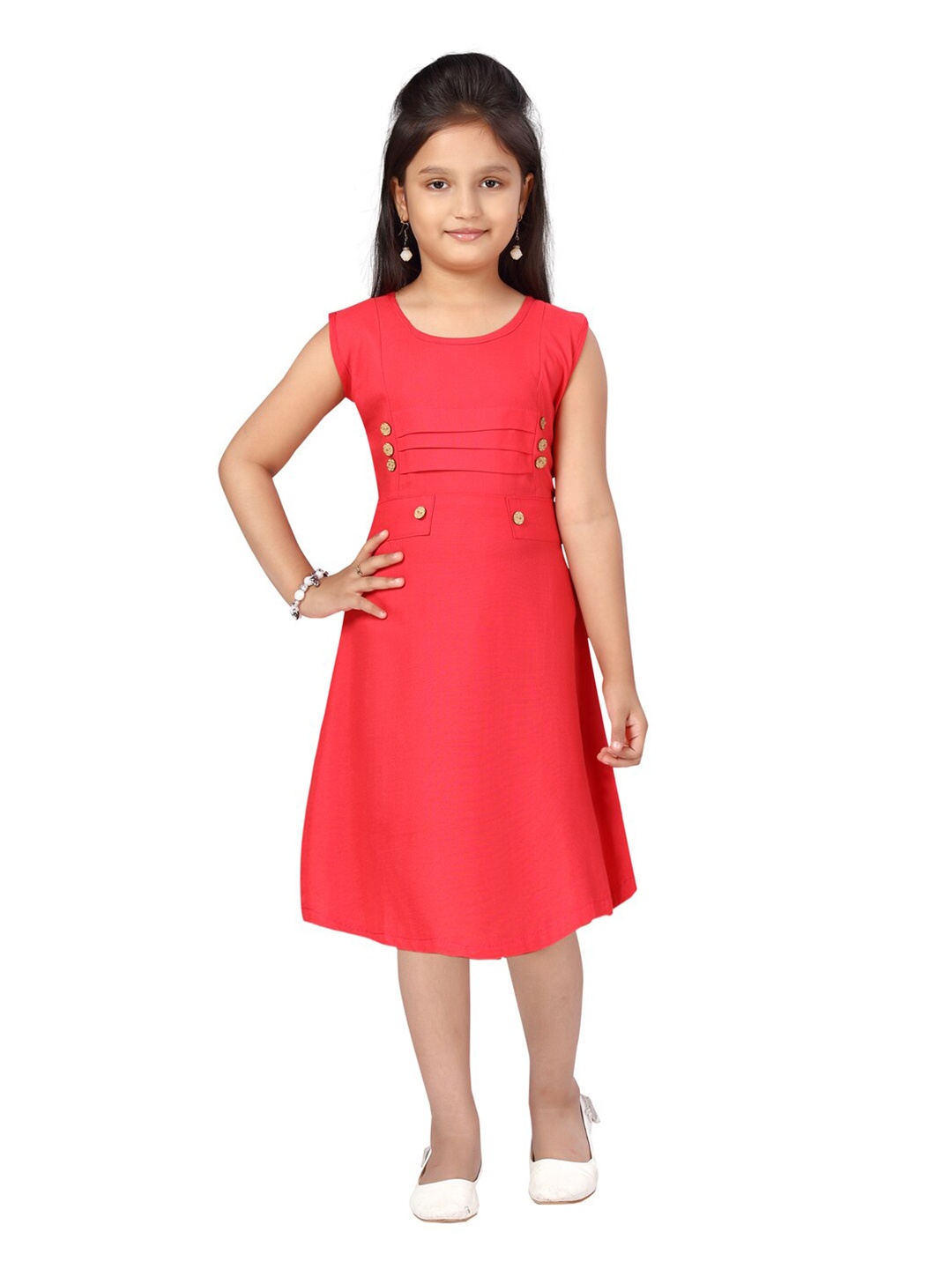 

Aarika Red A-Line Midi Dress
