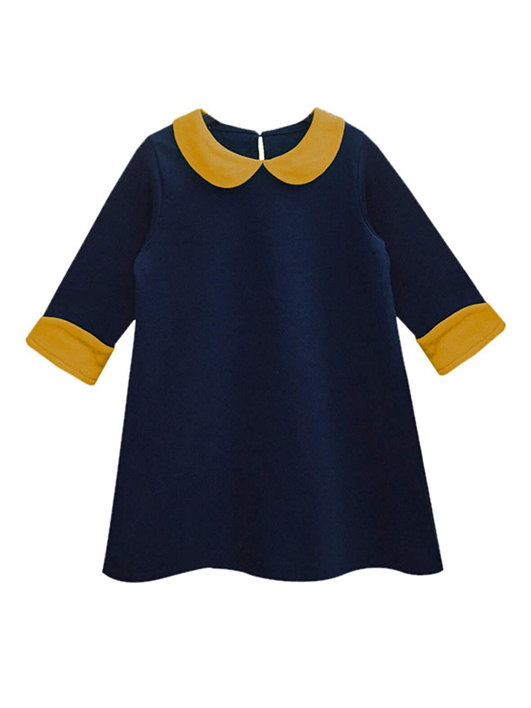 

A T U N Navy Blue Pure Cotton A-Line Dress