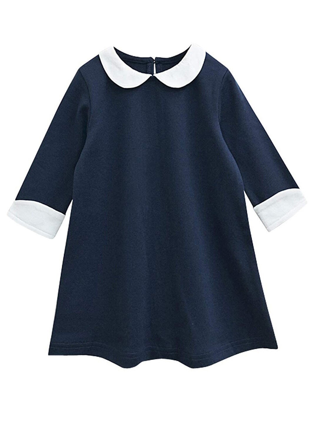 

A.T.U.N. Girls Navy Blue Peter Pan Collar A-Line Dress