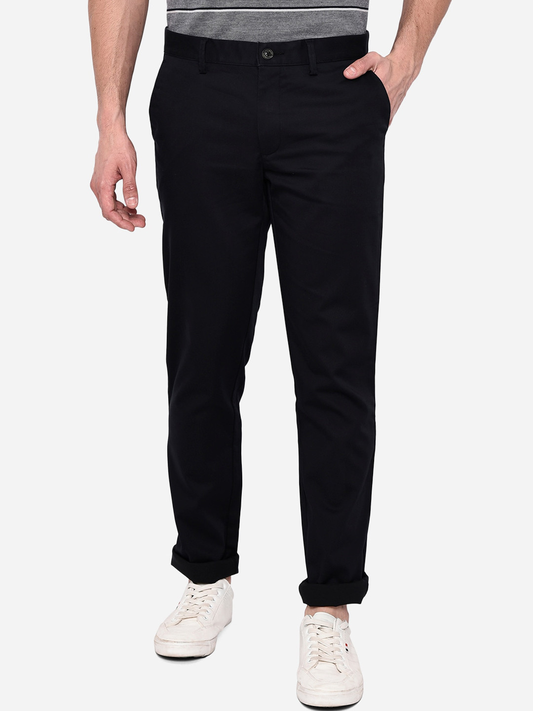 

JADE BLUE Men Blue Slim Fit Easy Wash Trousers