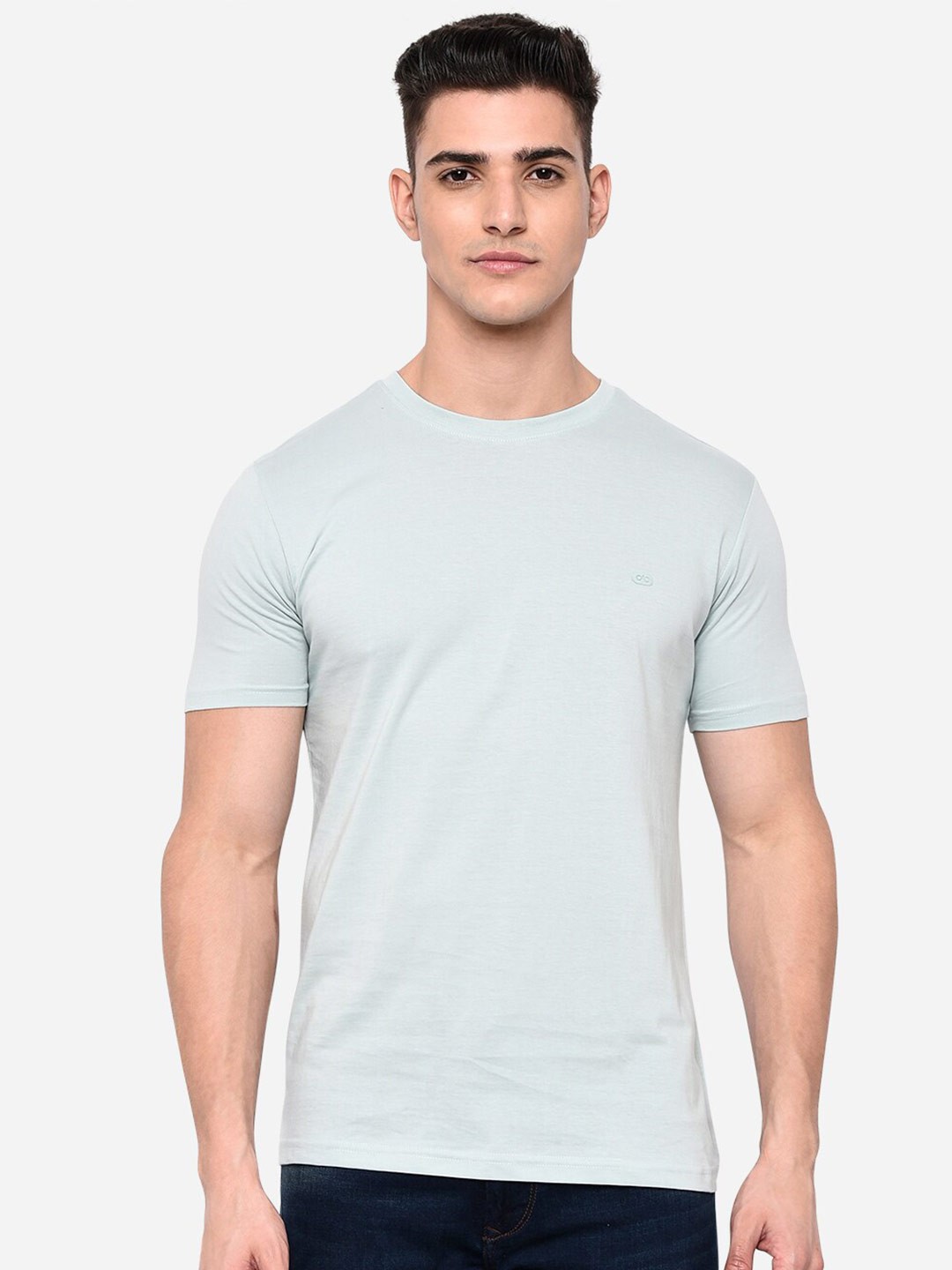 

JADE BLUE Men Green Slim Fit Pure Cotton T-shirt