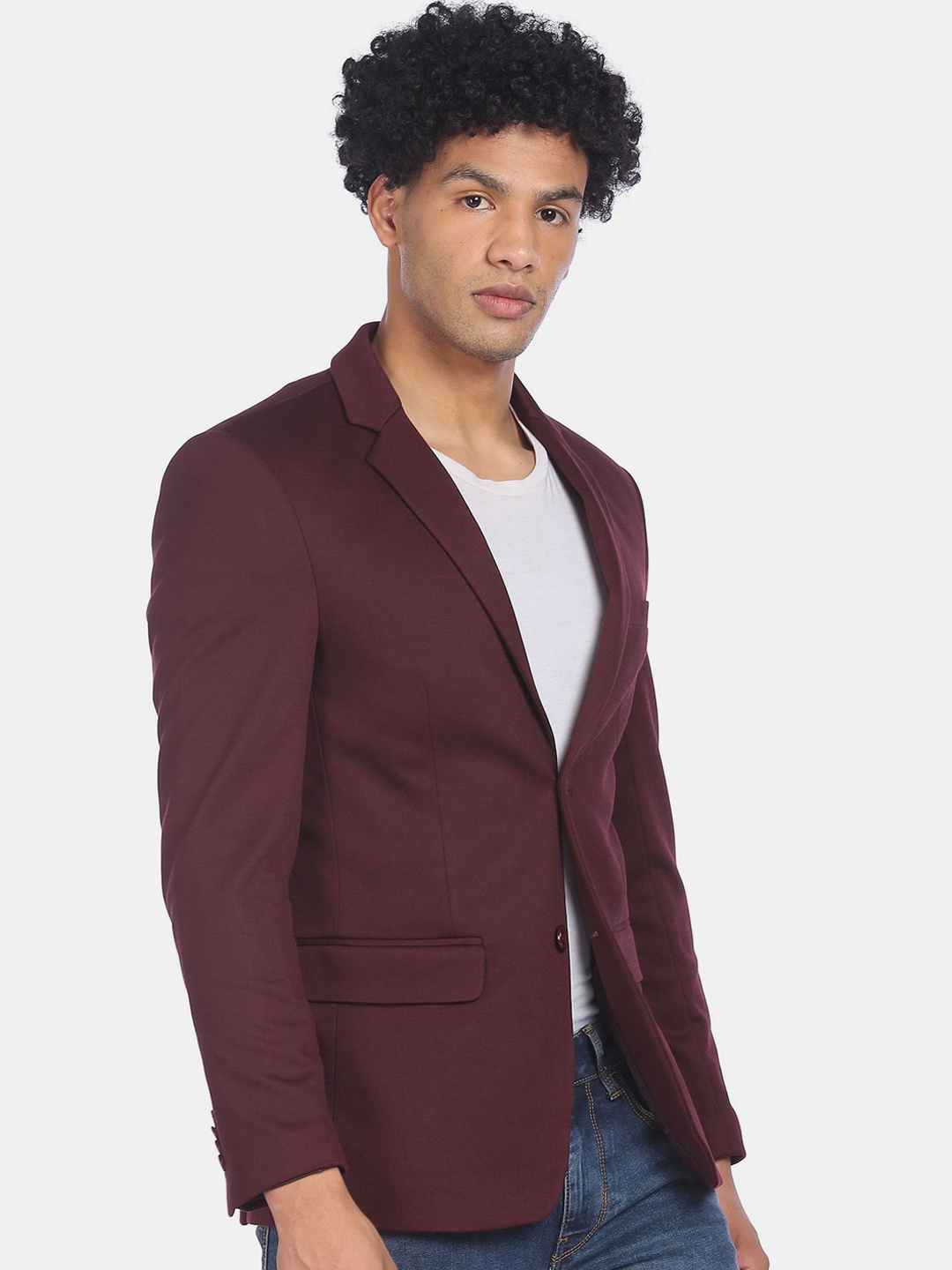 

Flying Machine Men Maroon Solid Single-Breasted Casual Blazer