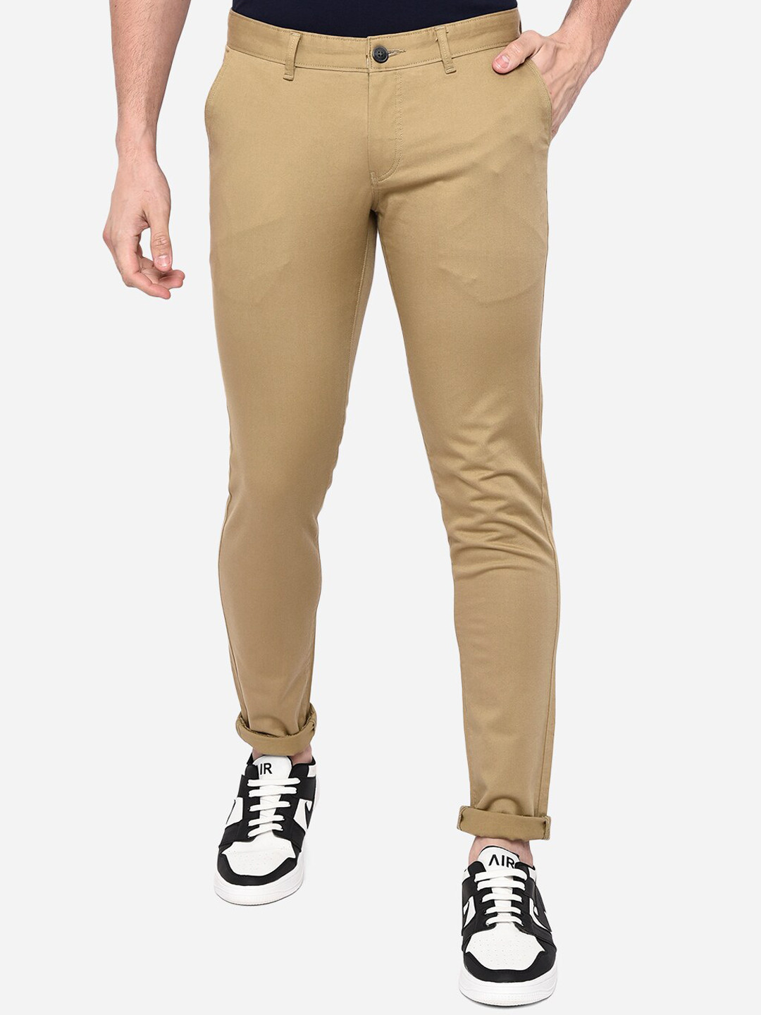 

Greenfibre Men Khaki Slim Fit Easy Wash Trousers