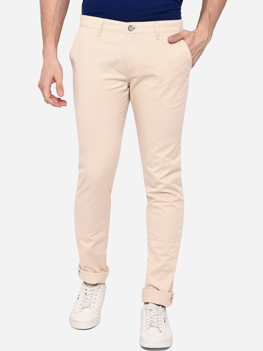 

Greenfibre Men Pink Slim Fit Easy Wash Chinos Trousers
