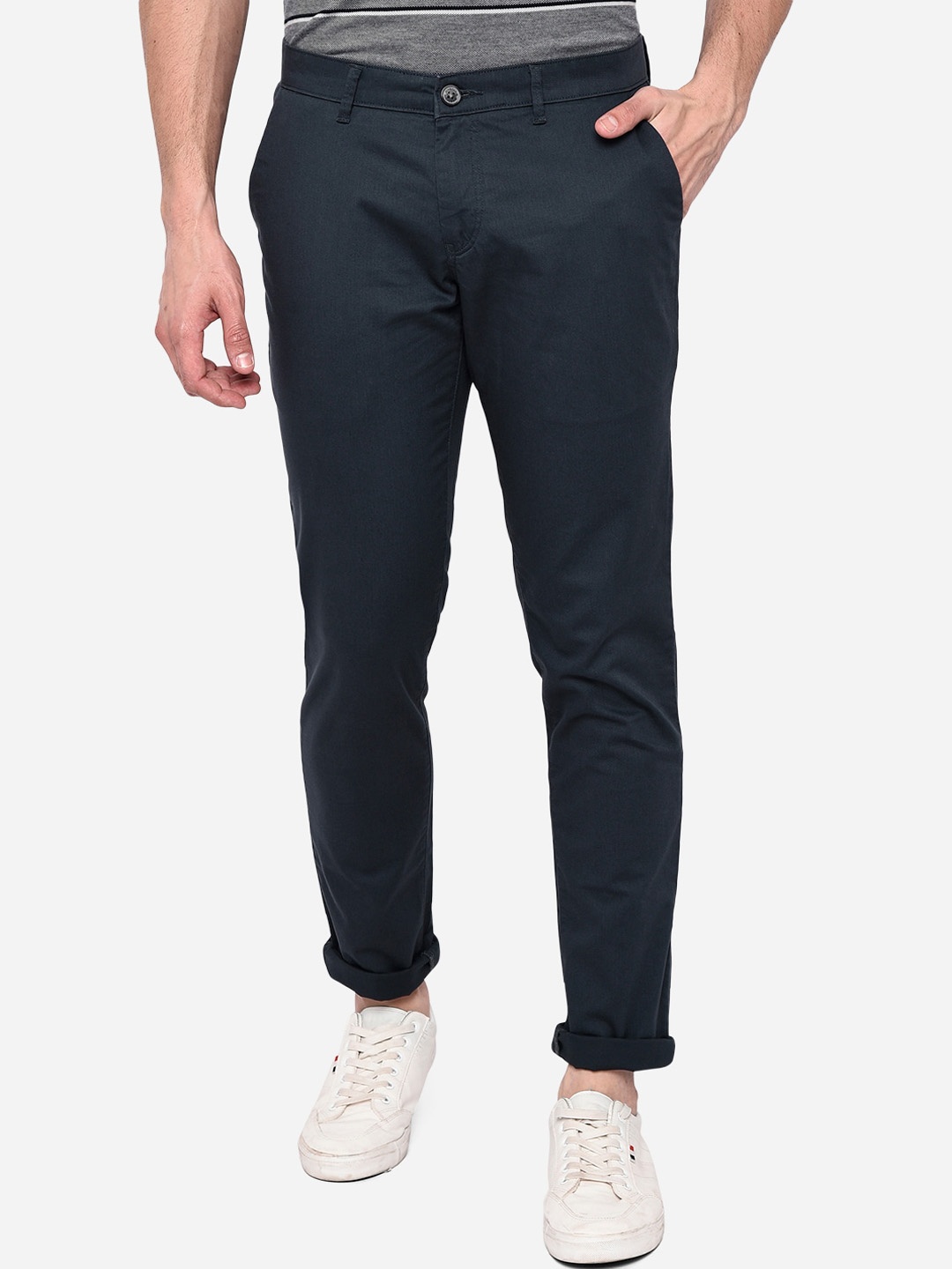 

Greenfibre Men Blue Slim Fit Easy Wash Trousers