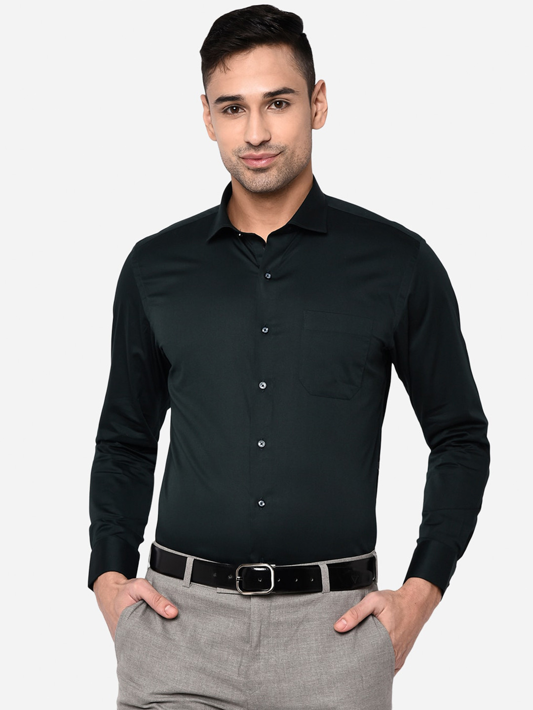 

Greenfibre Men Green Slim Fit Formal Shirt