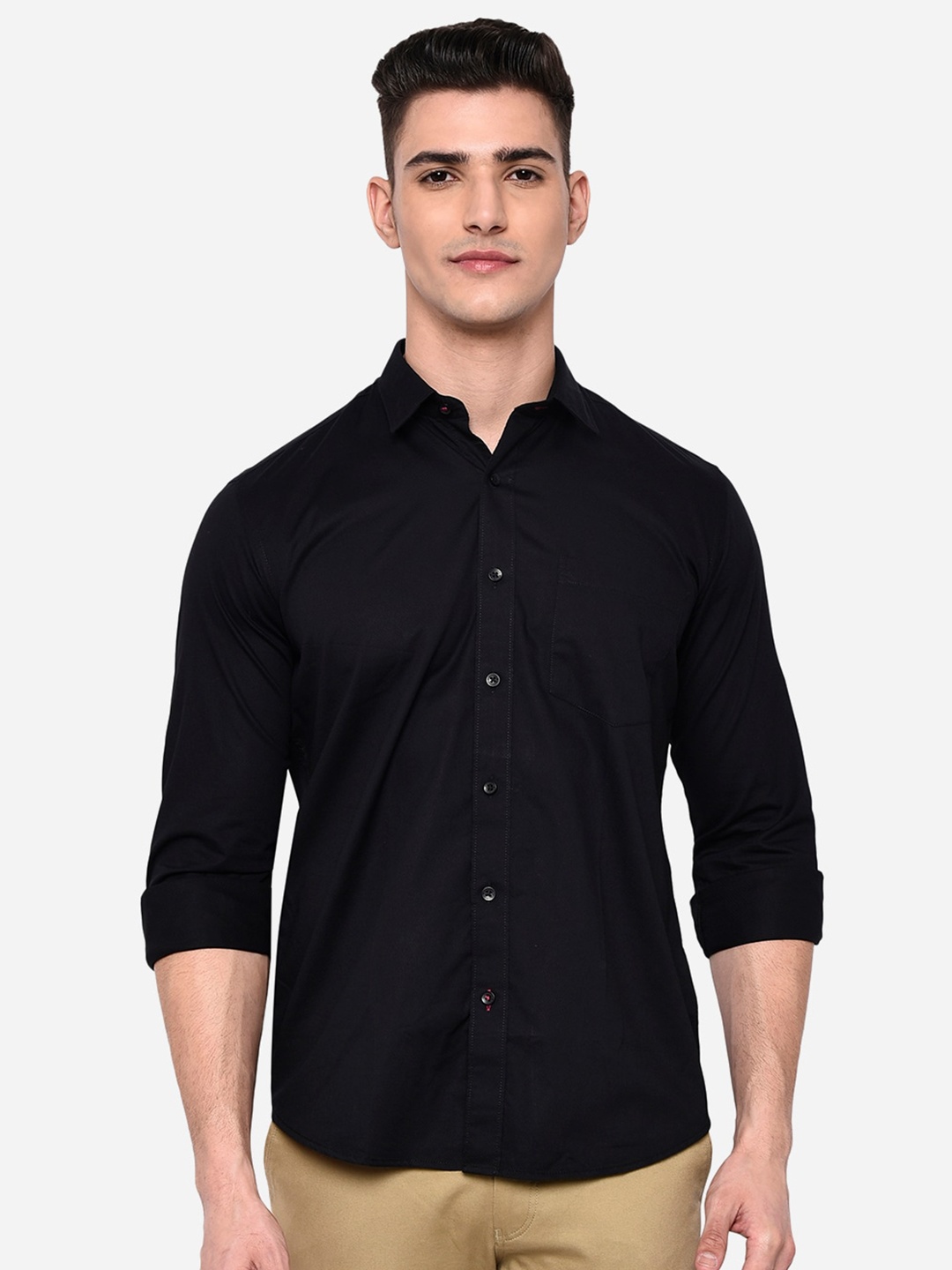 

Greenfibre Men Black Slim Fit Casual Shirt