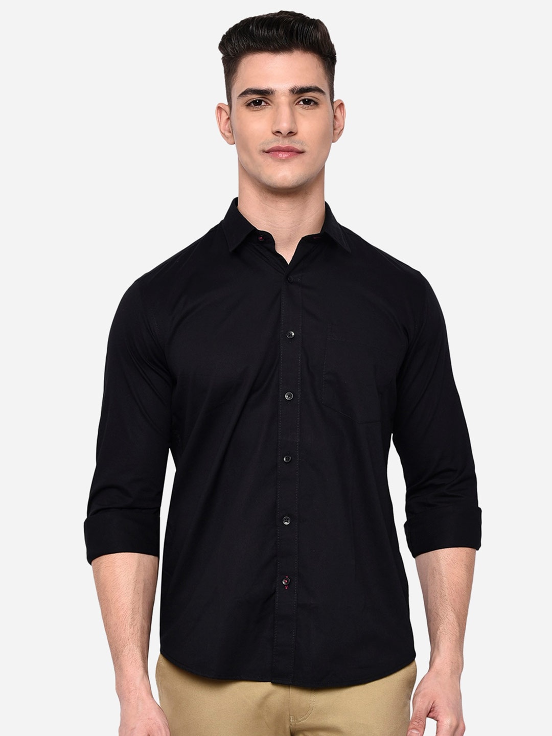 

Greenfibre Men Black Slim Fit Casual Shirt