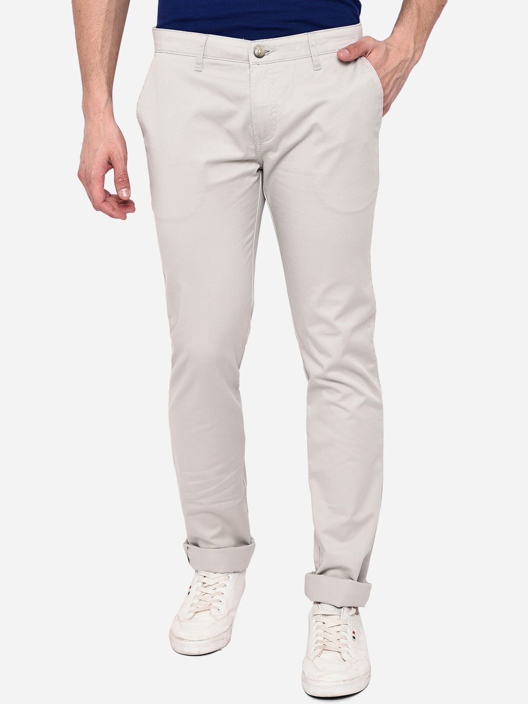 

Greenfibre Men Grey Slim Fit Easy Wash Trousers