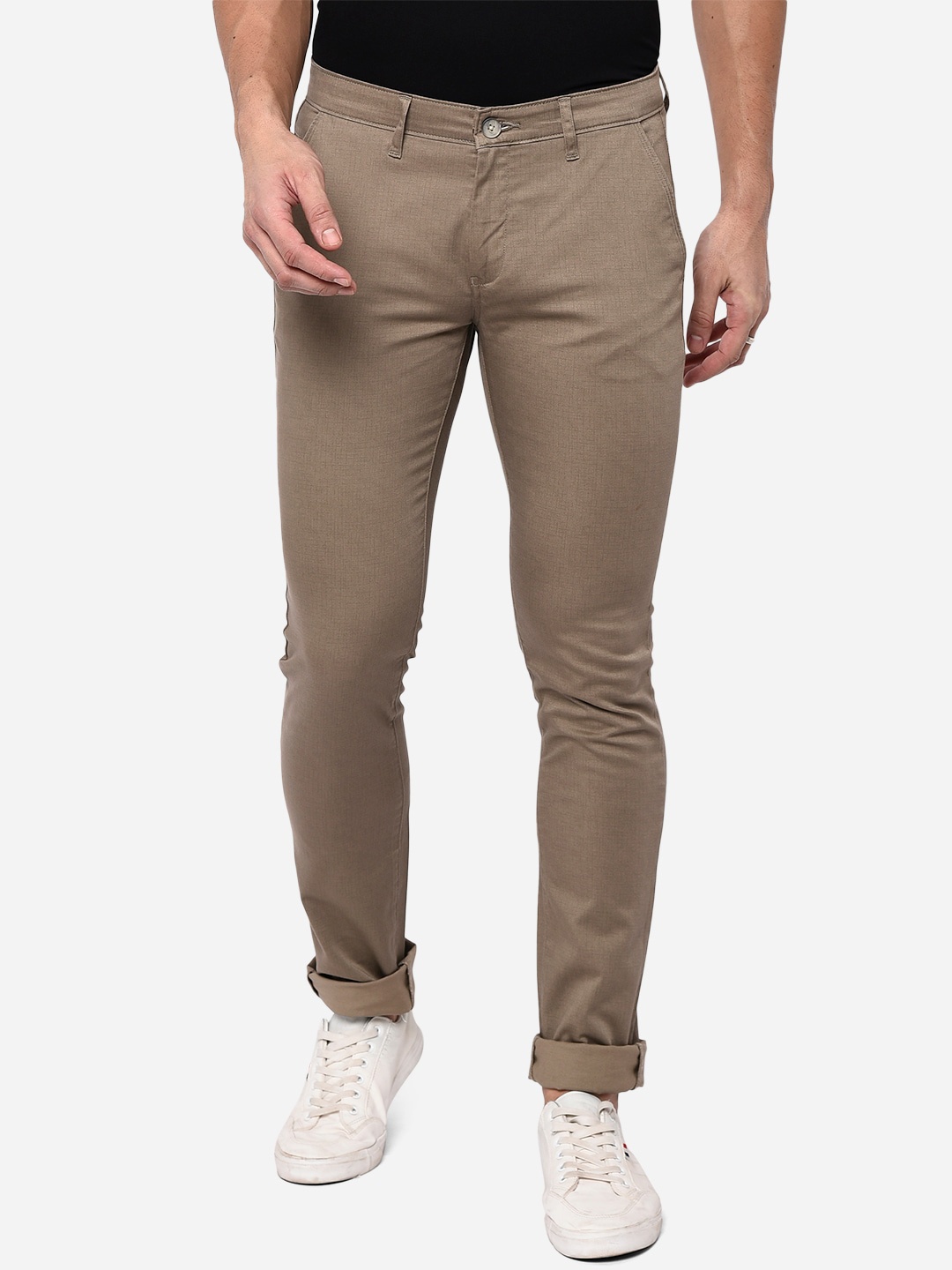 

Greenfibre Men Khaki Slim Fit Easy Wash Trousers
