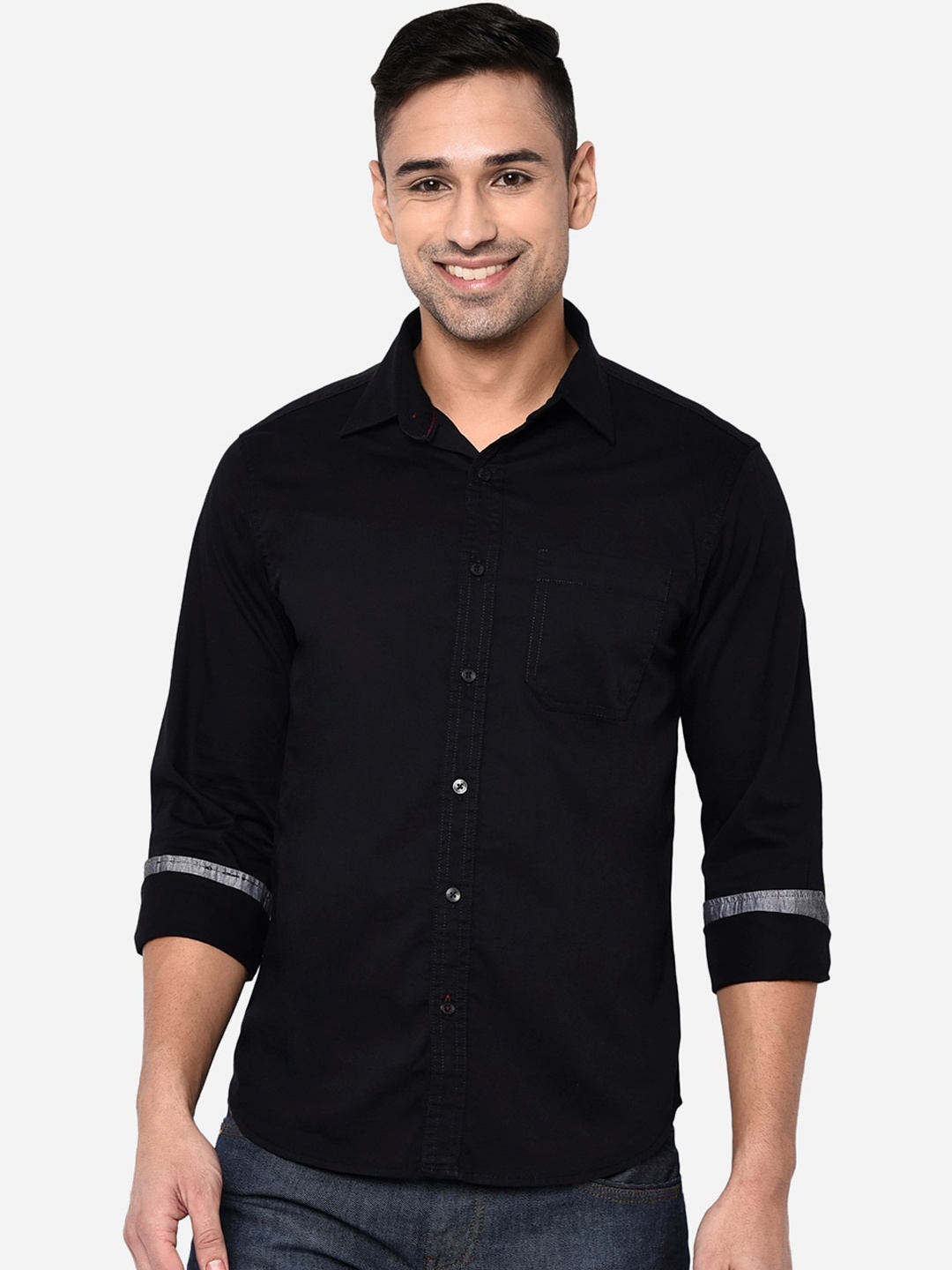 

Greenfibre Men Black Slim Fit Casual Shirt
