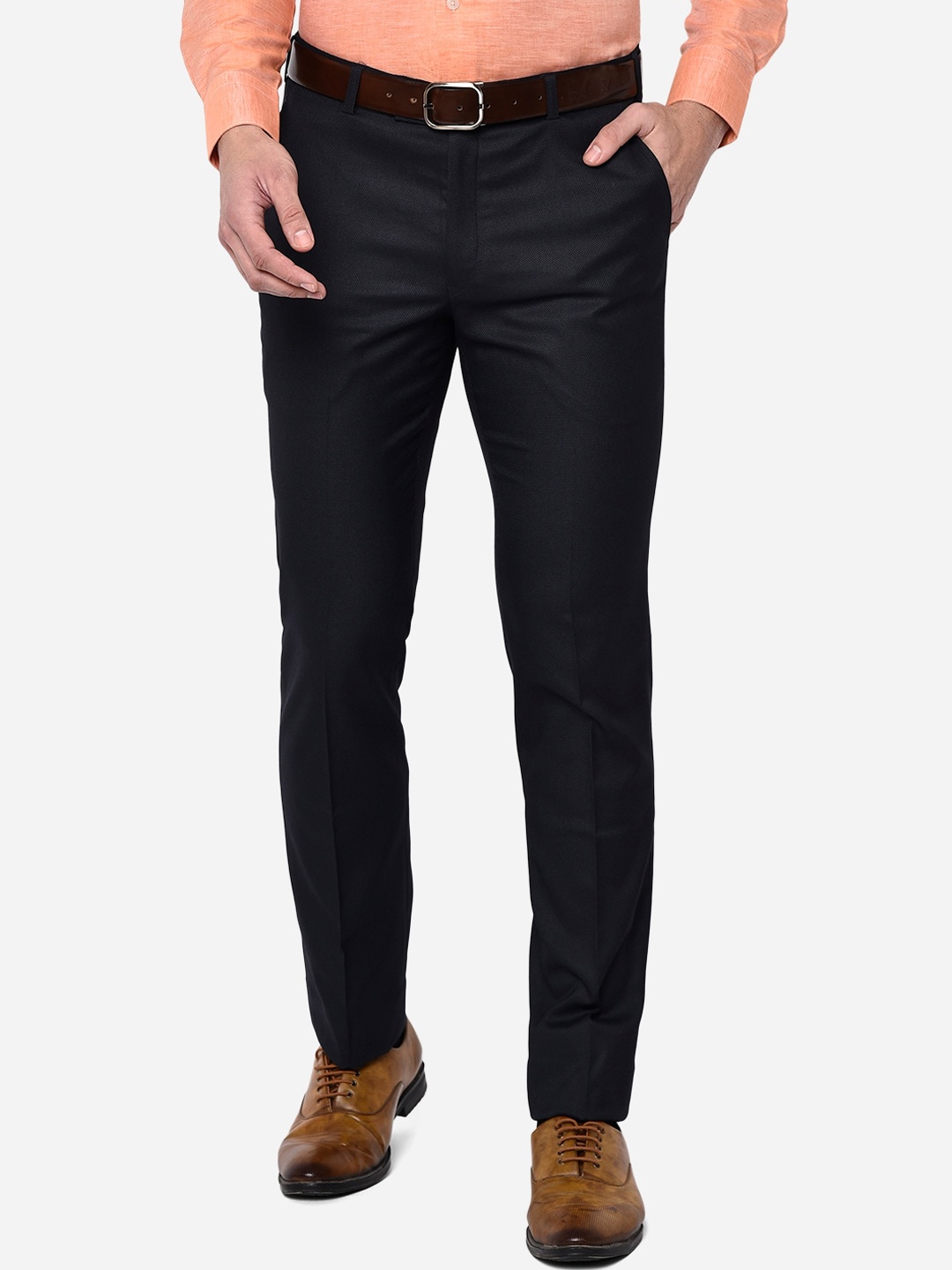 

Greenfibre Men Blue Slim Fit Easy Wash Trousers
