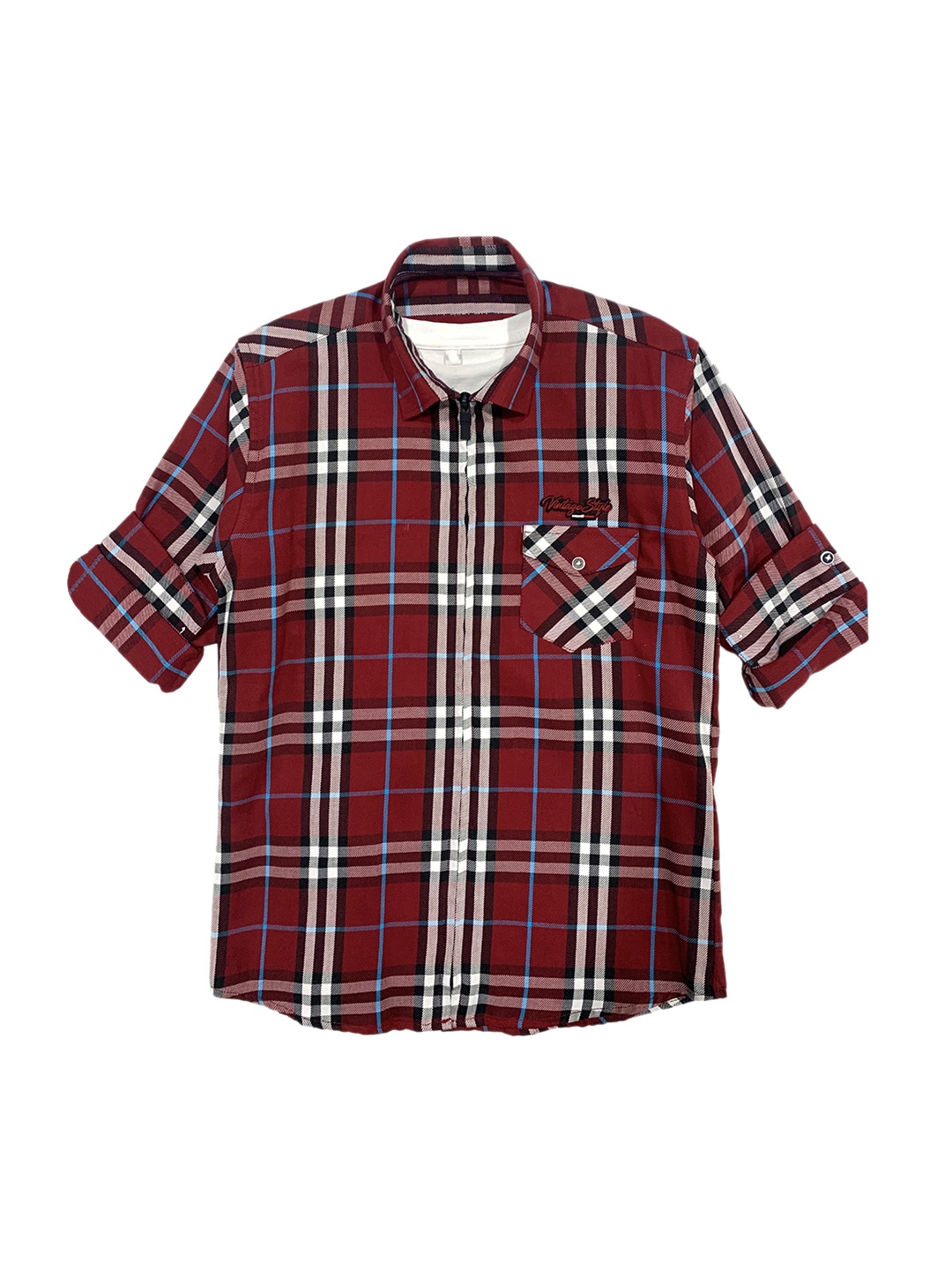 

CAVIO Boys Maroon Tartan Checks Checked Casual Shirt & T-Shirt