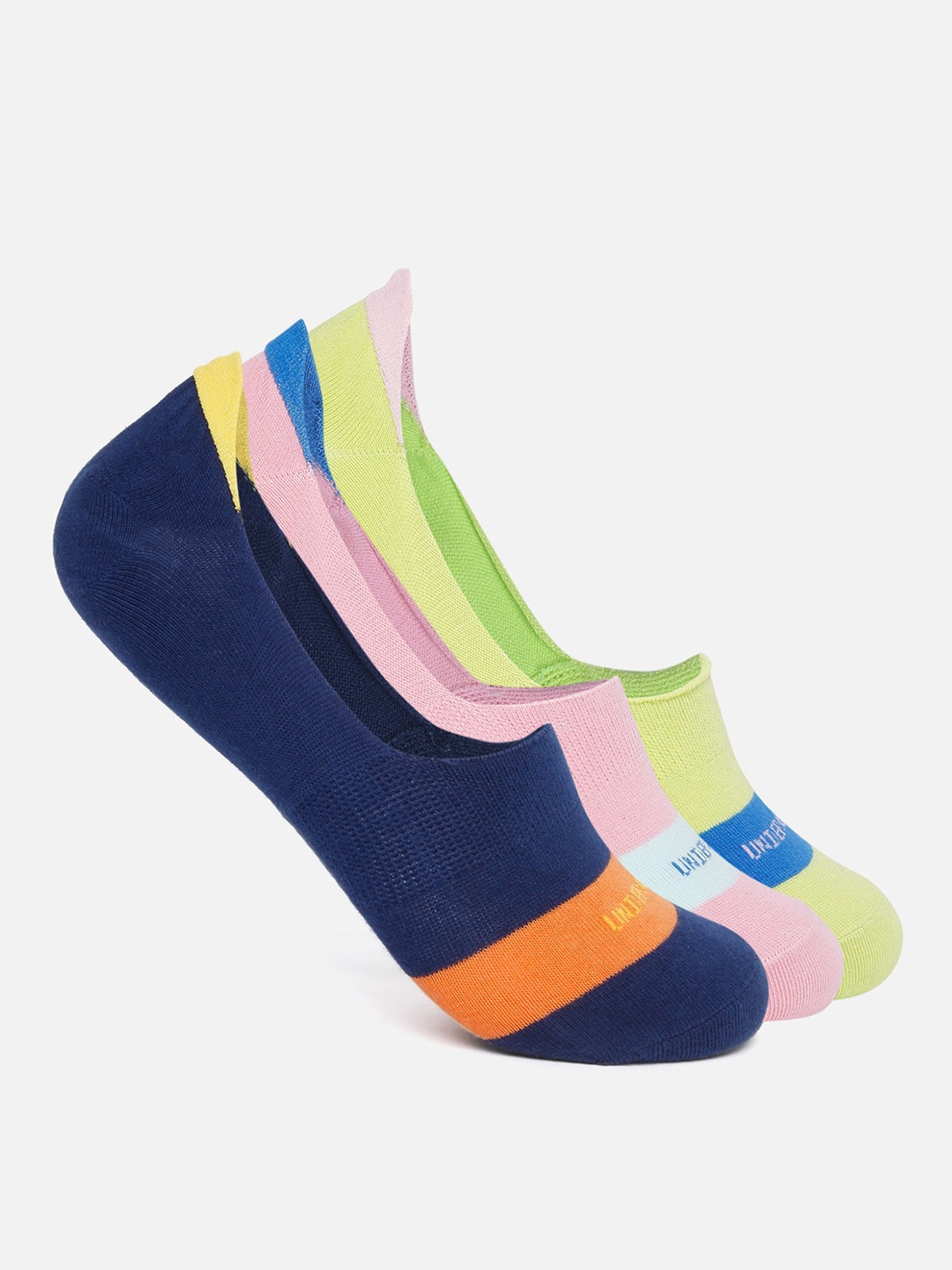 

Underjeans by Spykar Men No Show Pack of 3 Socks, Assorted