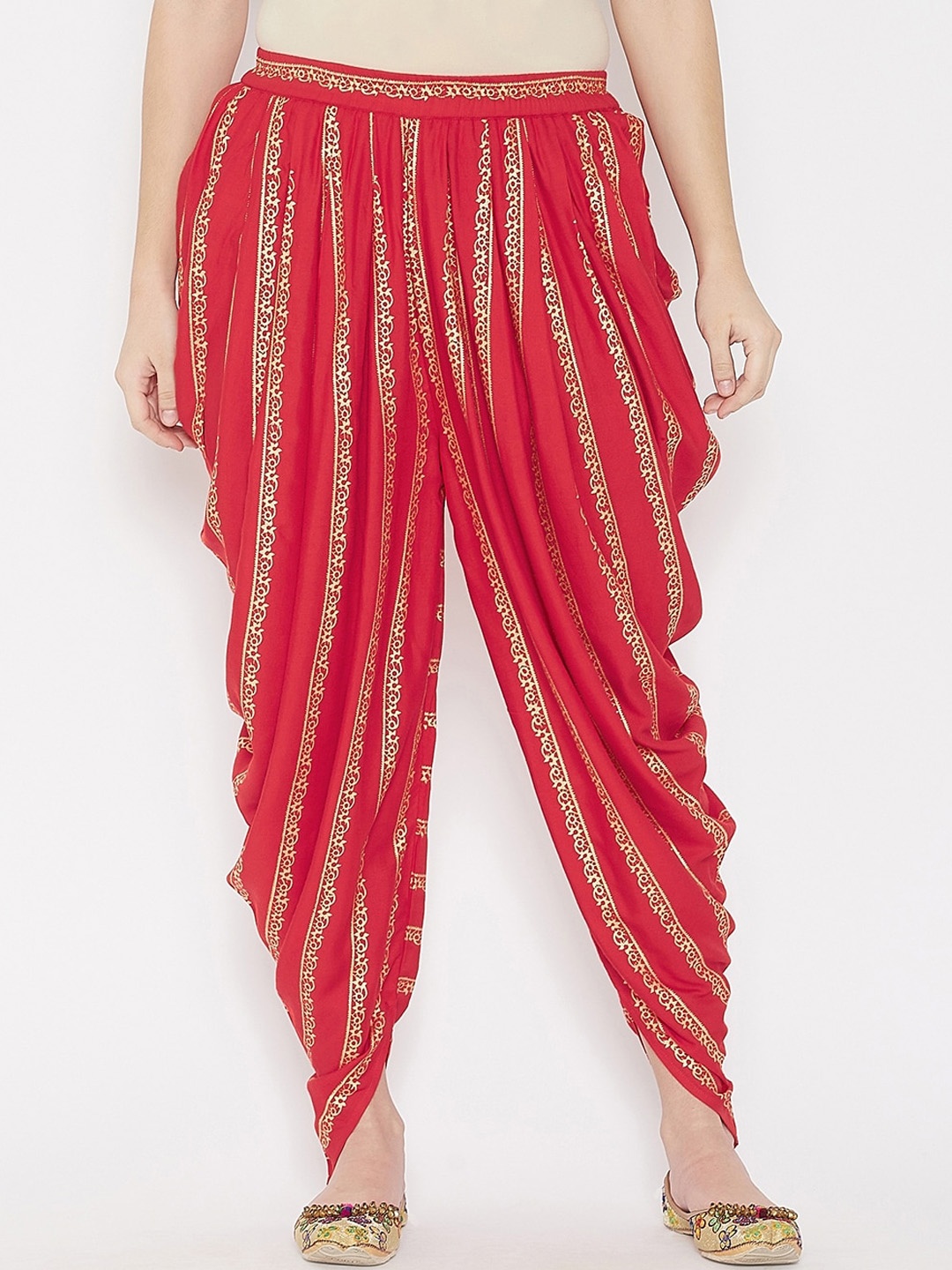 

TULIP 21 Women Red & Gold-Coloured Printed Dhoti Pants
