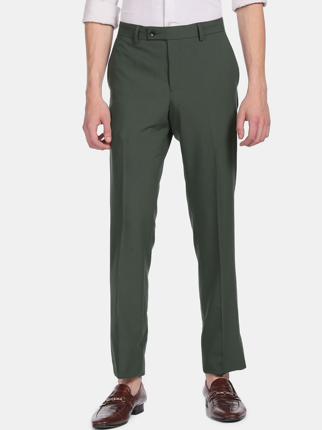 

Arrow Men Green Cotton Blend Trousers