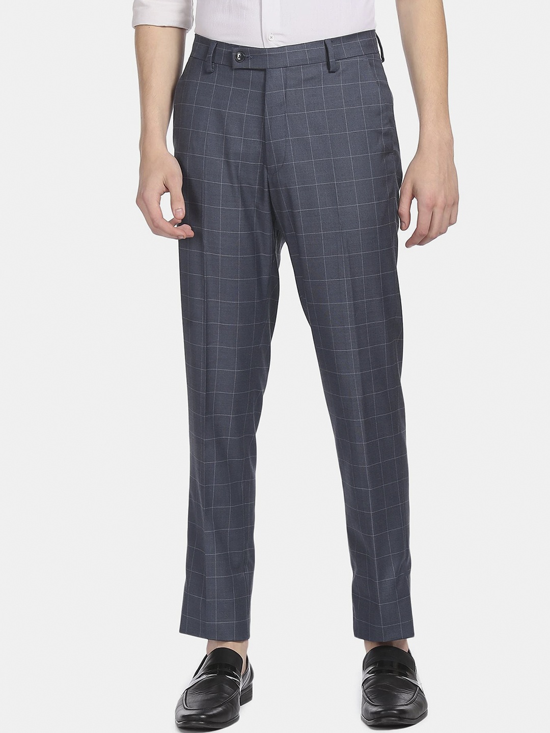 

Arrow Men Blue Checked Formal Trousers