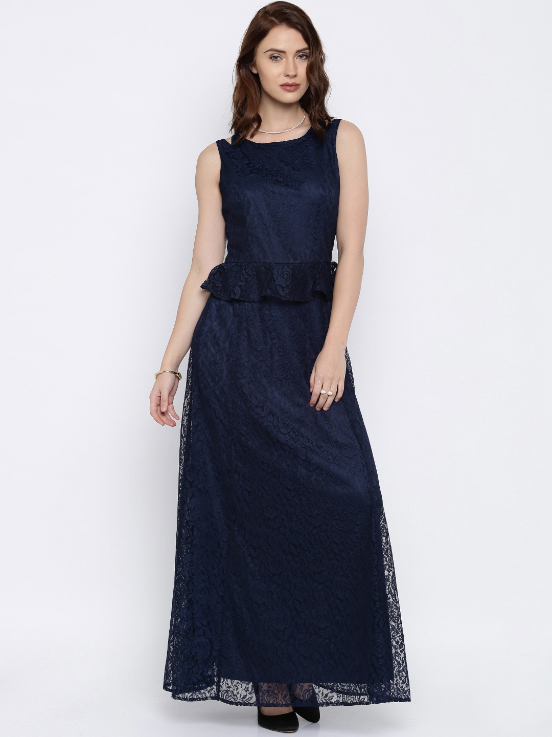 

RARE Women Navy Lace Maxi Dress, Navy blue