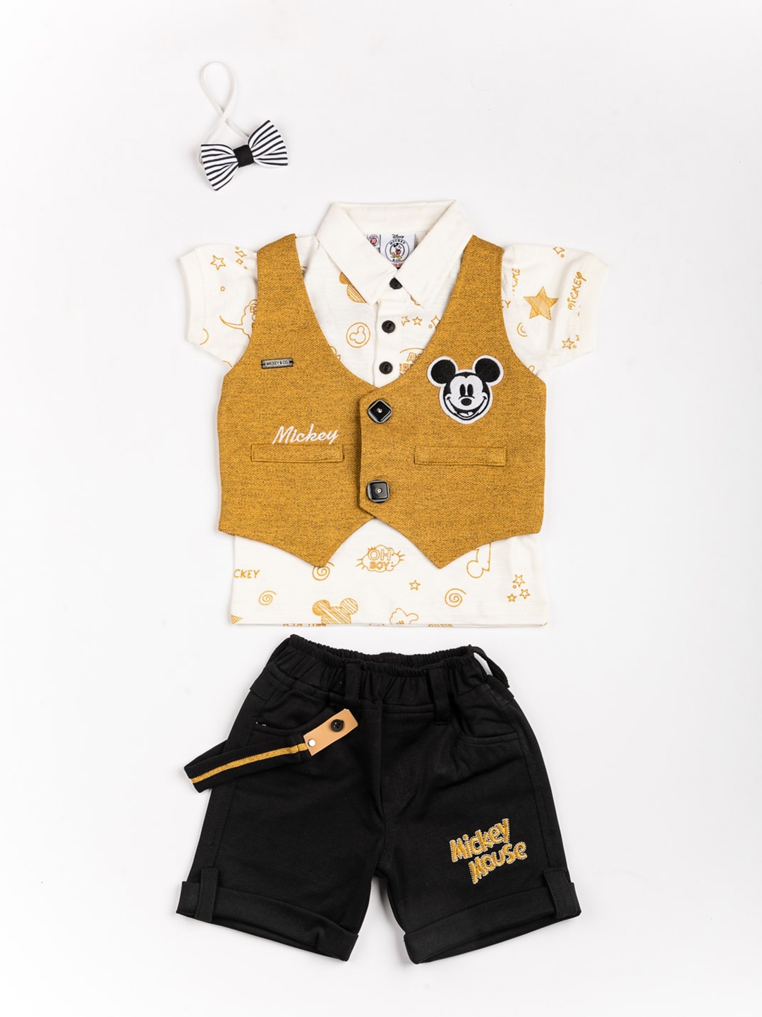 

BFF Boys White & Mustard Yellow Shirt with Shorts & Waistcoat