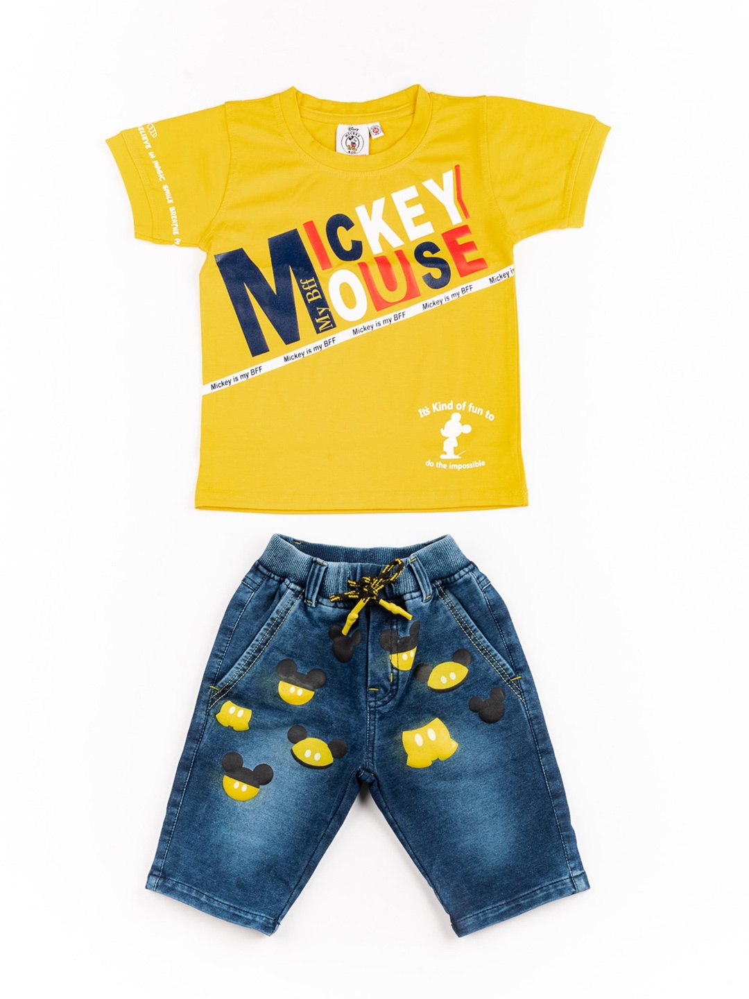 

BFF Boys Mustard & Blue Printed T-shirt with Capris