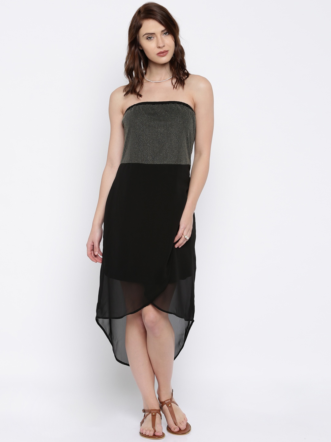 

RARE Women Black & Gold-Toned A-Line Tube Dress